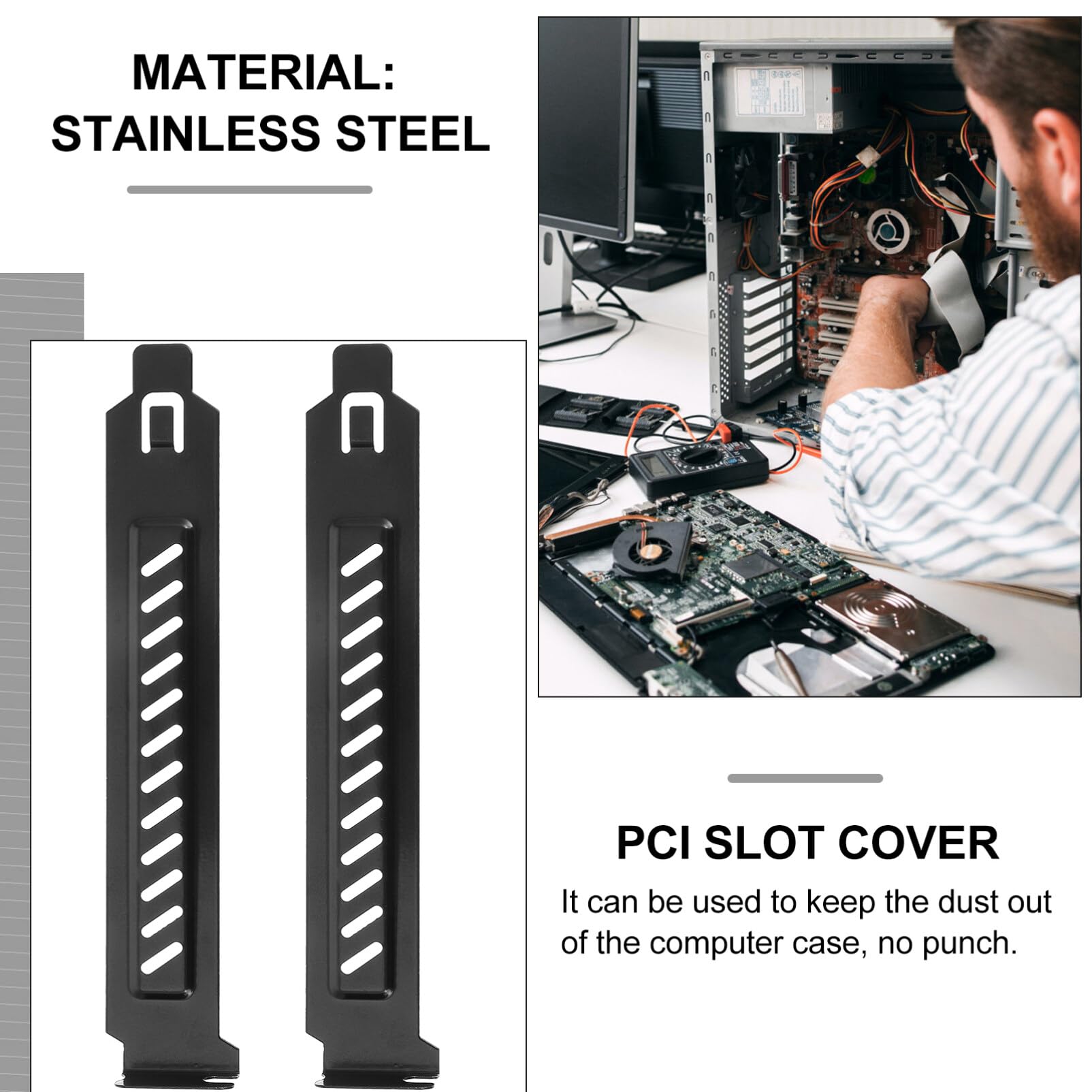 UKCOCO 20pcs Stainless Steel PCI Slot Covers - Blanking Plates for Computer Case, GPU Bezel, RGB Case Modding, Chassis Bits & Deflector | Perfect for PC Builds, Gaming Rigs & Custom Computer Modifications