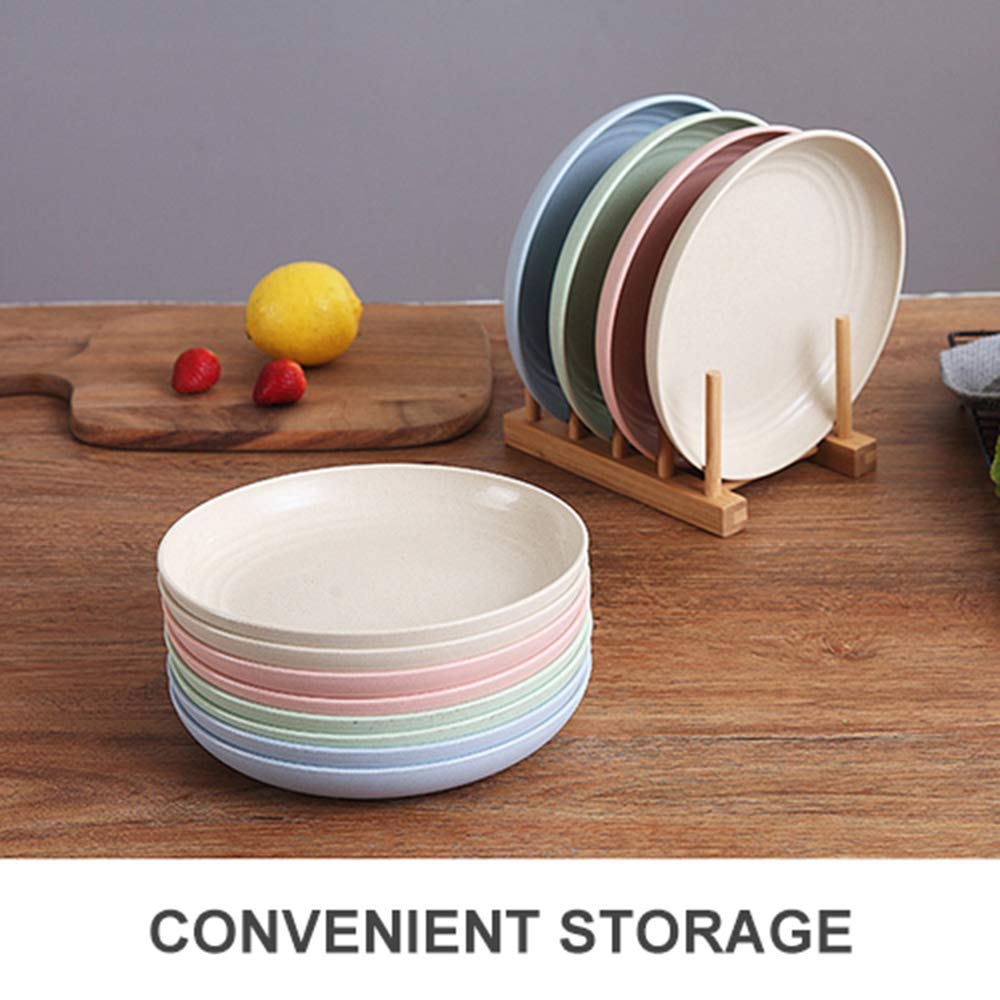 4-Pack 7-Inch Lightweight Wheat Straw Plates - Unbreakable, Dishwasher & Microwave Safe Dinner Plates for Toddlers & Kids - Anti-Slip, Eco-Friendly (4 Colors) - Perfect for Family Meals, Picnics & Outdoor Dining