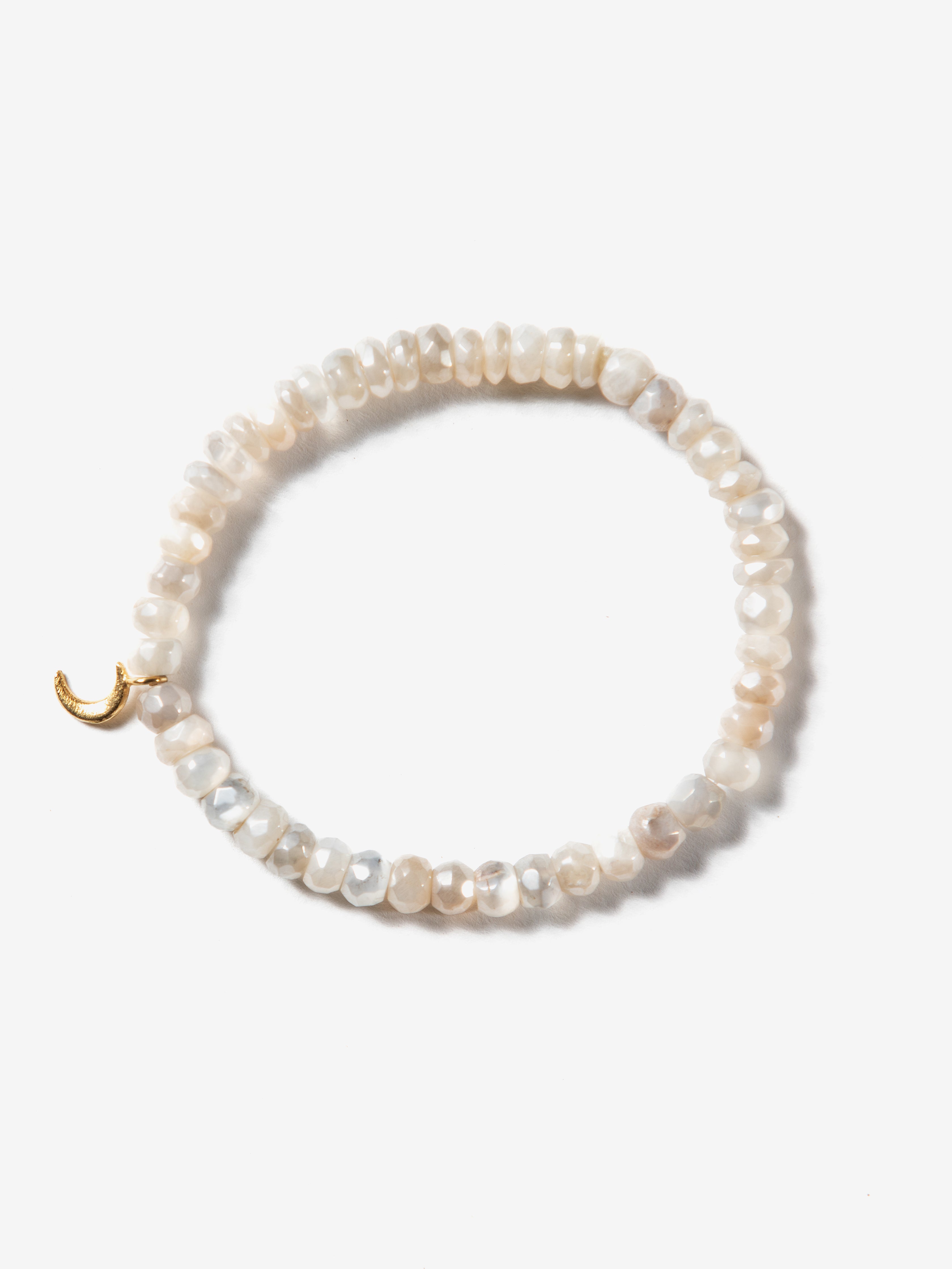 Moonstone Bracelet with Goddess Charms & Pearls - Elegant Boho Jewelry for Women, Perfect for Yoga, Meditation & Spiritual Healing