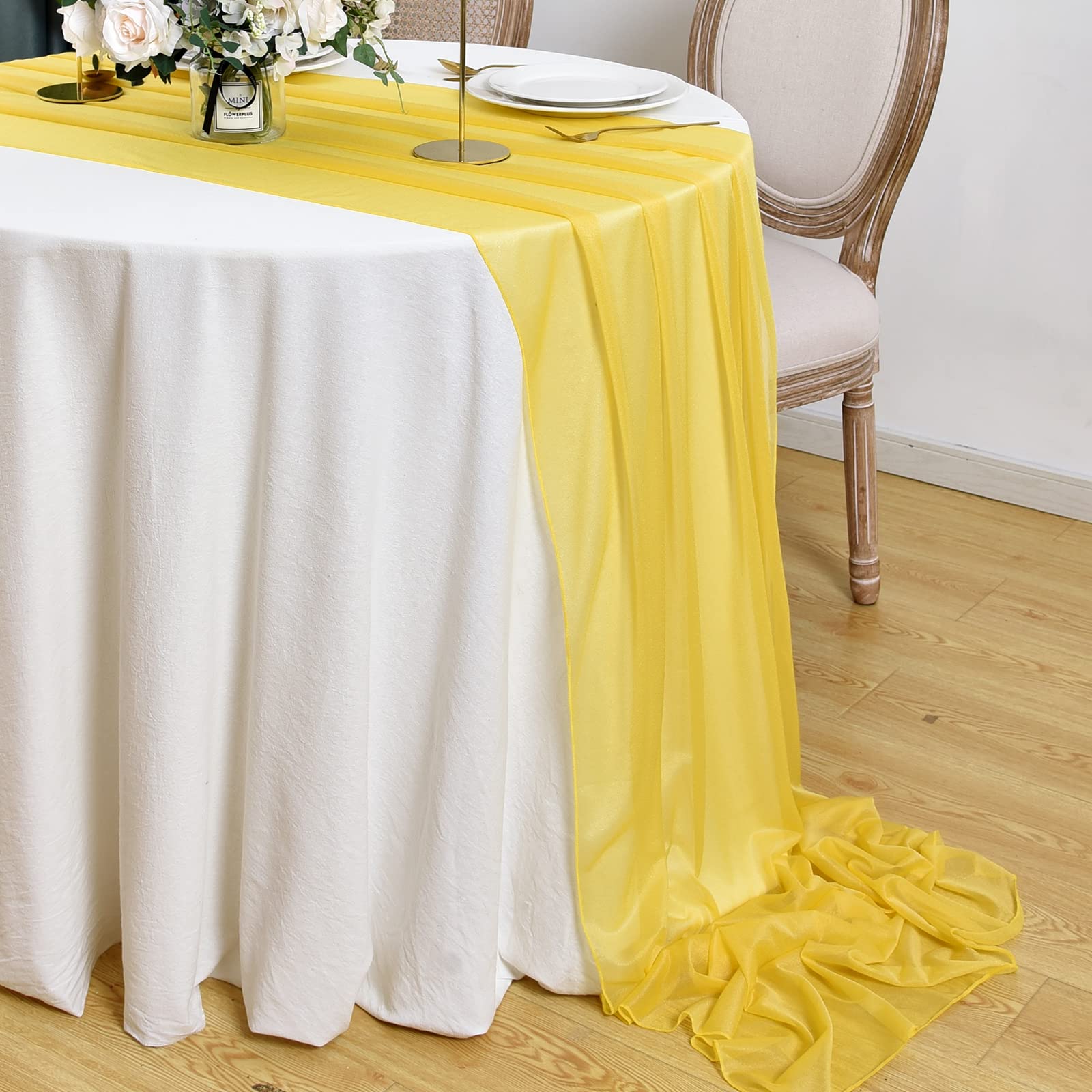 10-Pack Sheer Chiffon Table Runners 10ft (120 Inches) Long - Elegant Wedding, Bridal Shower, Baby Shower & Party Decorations - 29x120 Inches - Perfect for Banquets, Receptions & Holiday Table Settings
