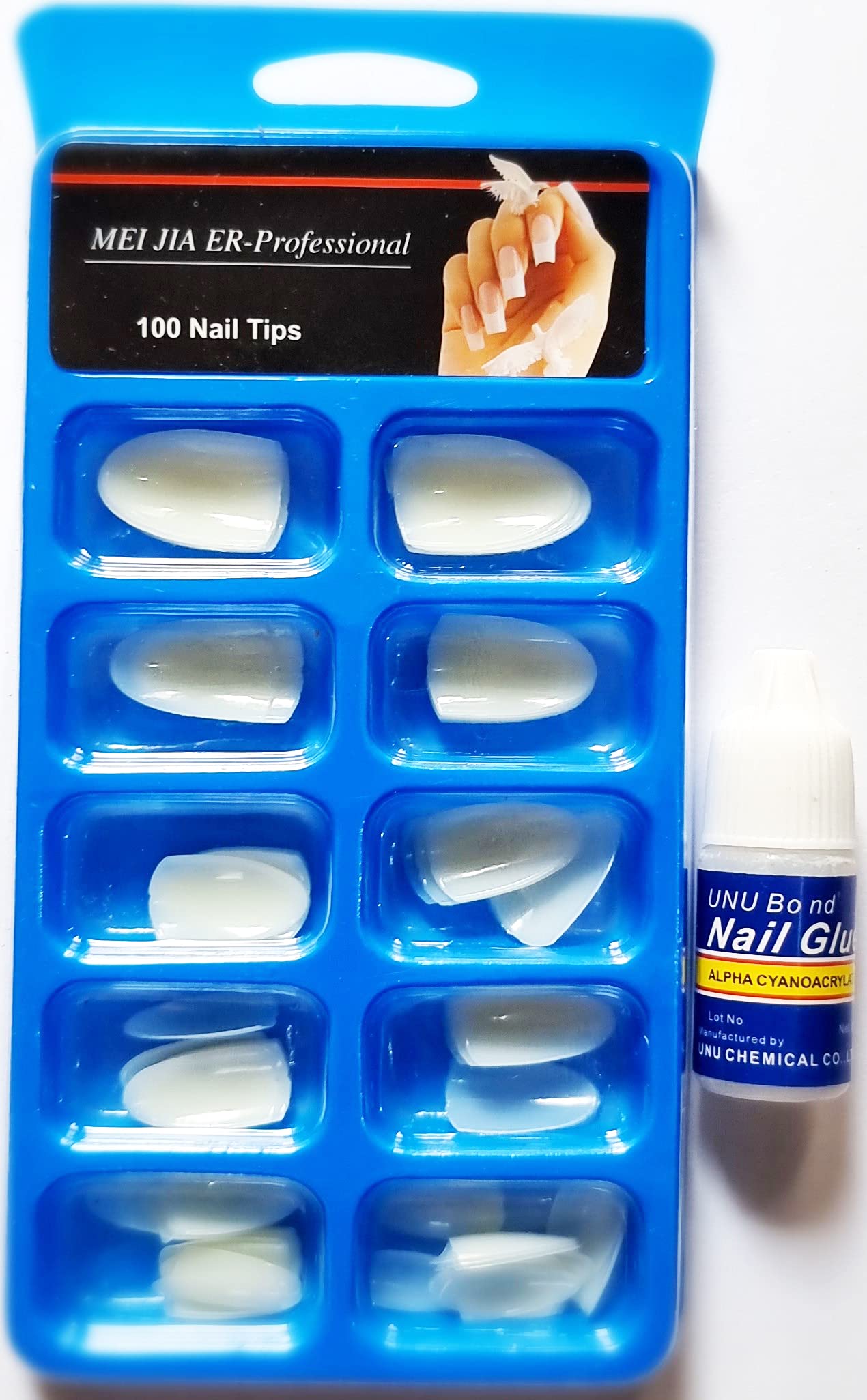 Khelni 80Pcs Acrylic Artificial Nails Set with 3g Nail Glue - Reusable Fake Nails for Women, French Tip Press On Nails for Daily Wear, Parties & Special Occasions