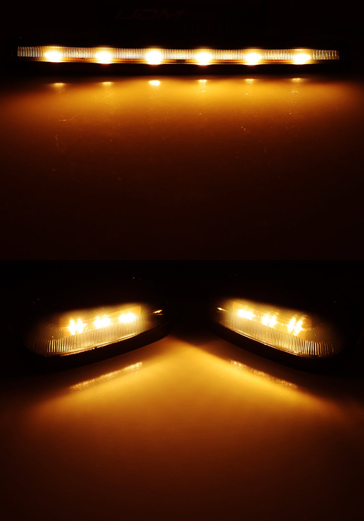 3-Piece Smoke Amber Dotted LED Cab Roof Light Kit - Compatible with 2007-2014 Chevy Silverado/GMC Sierra HD Trucks - OEM Spec Off-Road Lighting for Enhanced Visibility & Style