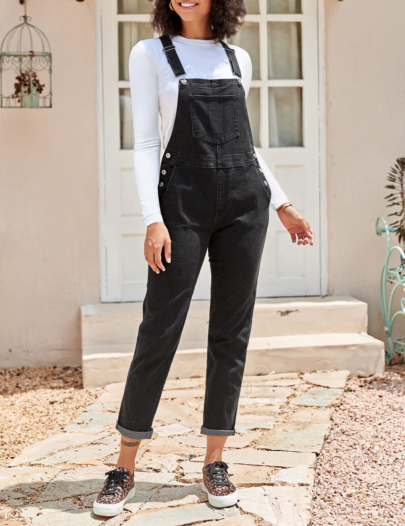 LookbookStore Women's Stretchy Denim Overalls - Casual Bib Overalls with Pockets, Comfortable Jumpsuit for Women | Perfect for Work, Outdoor Activities & Everyday Wear