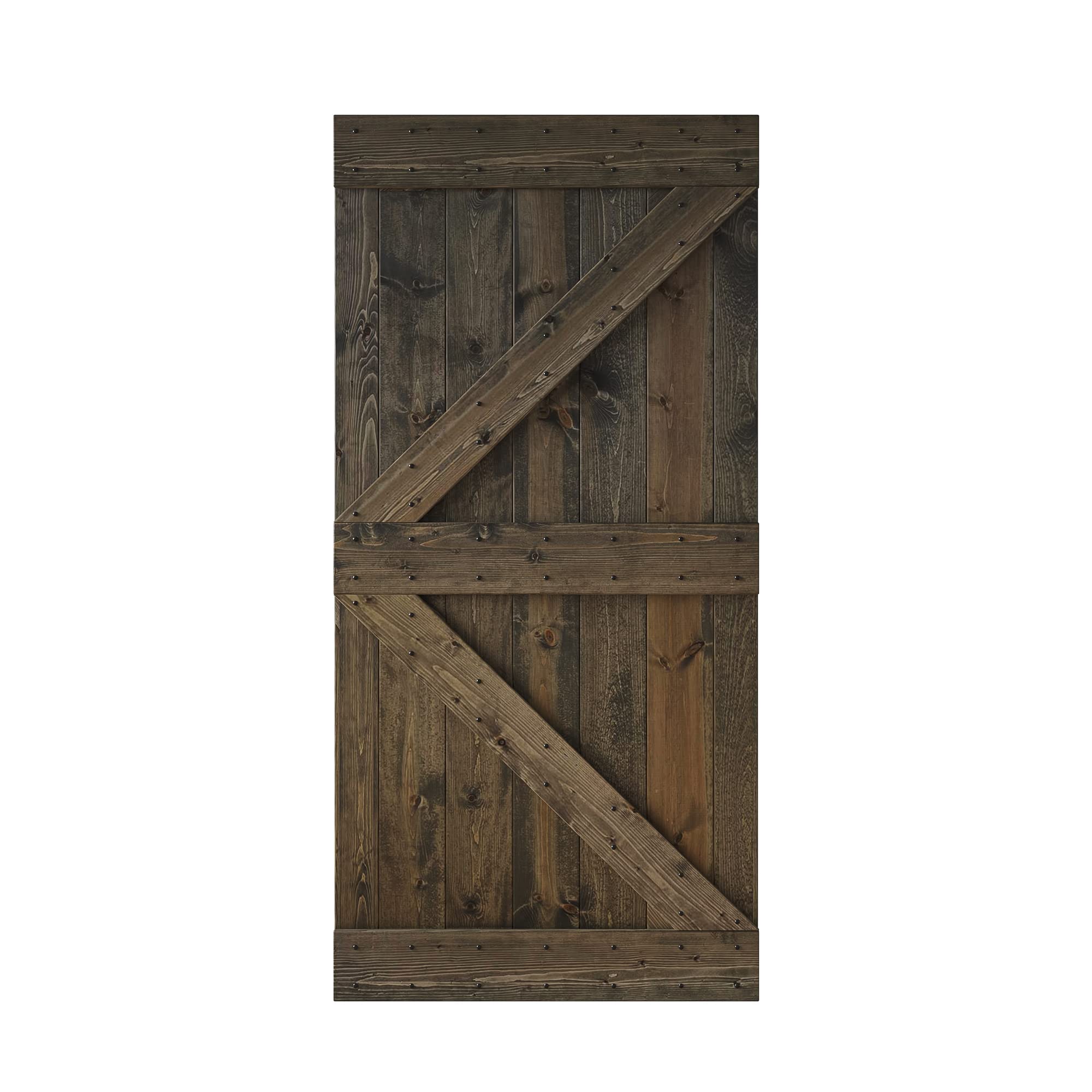 COAST SEQUOIA K Series DIY Solid Knotty Wood Interior Barn Door - 42x84 Inch Aged Barrel Finish for Rustic Home Decor & Farmhouse Style Bedrooms