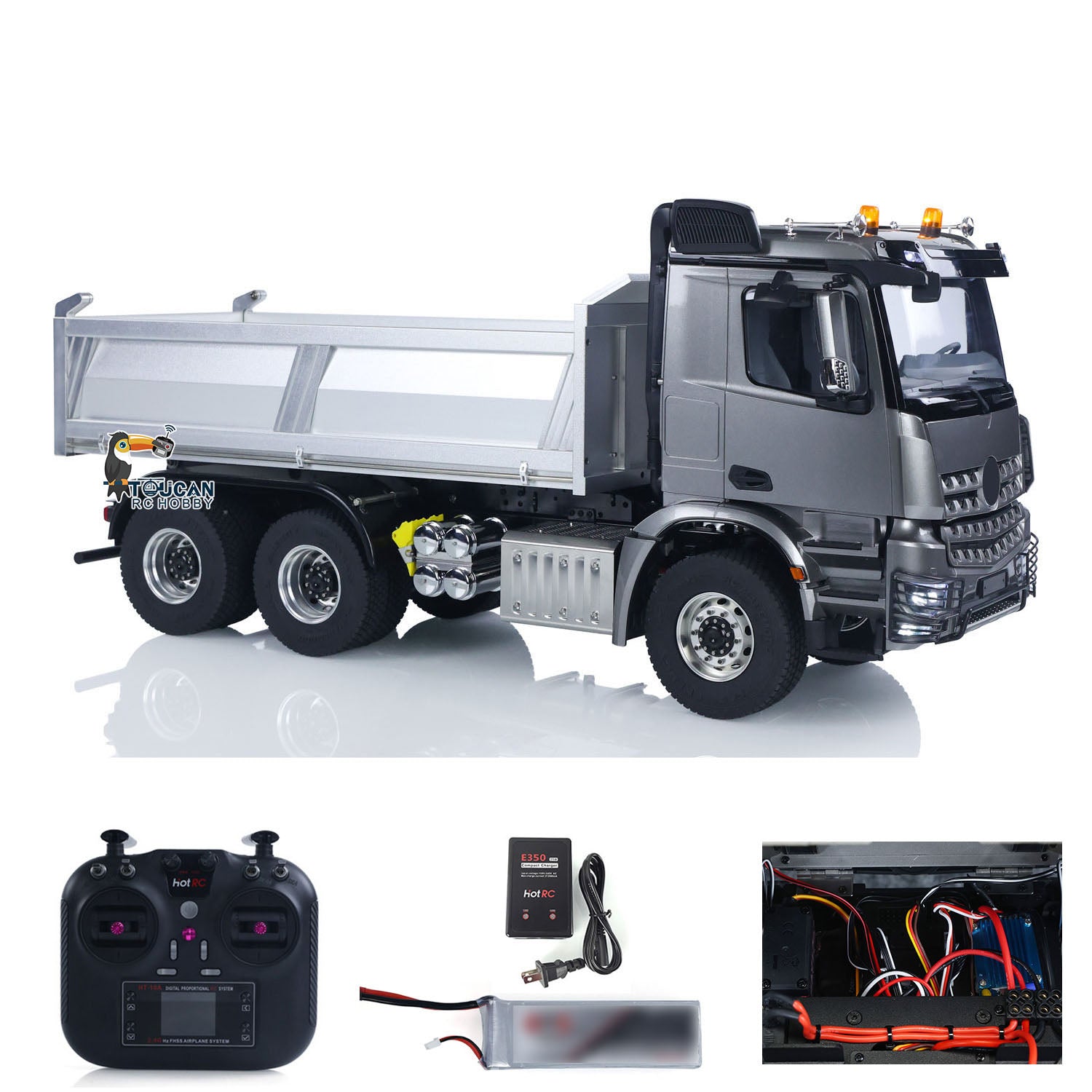 1/14 Scale Metal Chassis RC Hydraulic Dumper Truck - 2-Speed Remote Control Tipper Car with 3 Axles (No Lock Differential) | Fast Free Shipping | Radio Controlled Construction Vehicle for Kids & Adults | Perfect for Construction Site Play & Hobby Racing