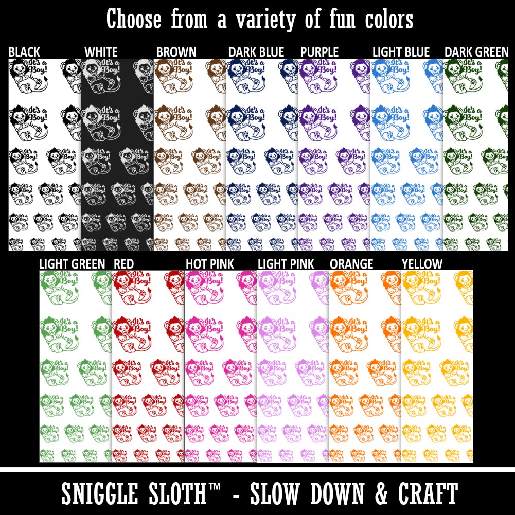 Gender Reveal Temporary Tattoos - It's a Boy Lion Design Waterproof Fake Body Art Stickers for Baby Shower Party Decorations (Black, 1 Sheet) - Perfect for Gender Announcement Parties, Baby Showers and Maternity Photoshoots