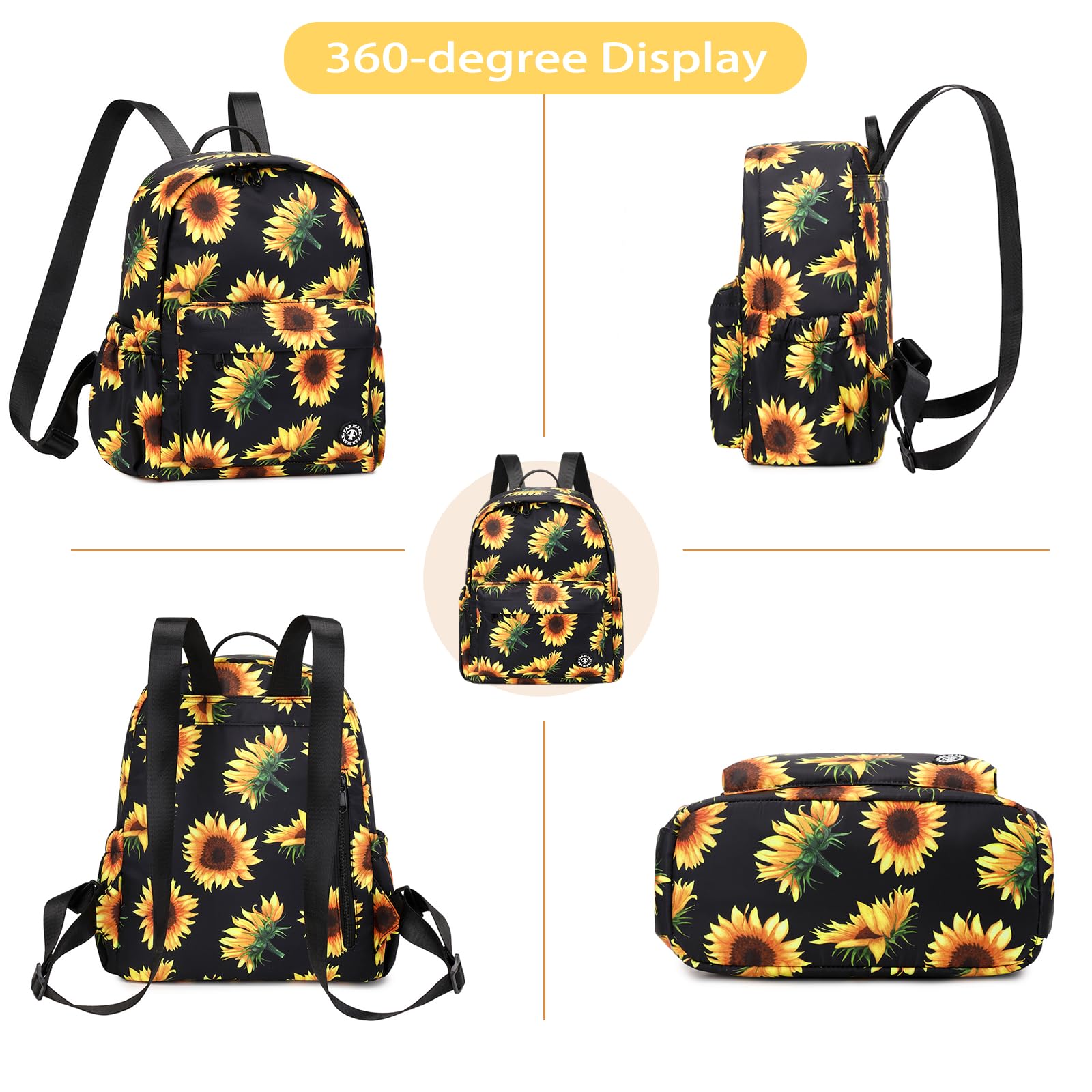Cute Sunflower Mini Backpack Purse for Women & Girls - Small Casual Shoulder Bag for Travel, School, and Daily Use | Fashionable Crossbody Backpack for Teens and Young Adults