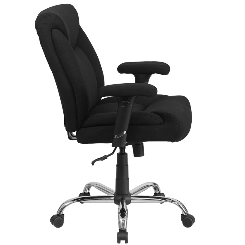 FLASH HERCULES Series Big & Tall Office Chair - 400 lb Weight Capacity, Black Fabric, Deep Tufted Swivel, Ergonomic Task Chair with Adjustable Arms - Perfect for Home Office, Gaming, and Executive Workspaces
