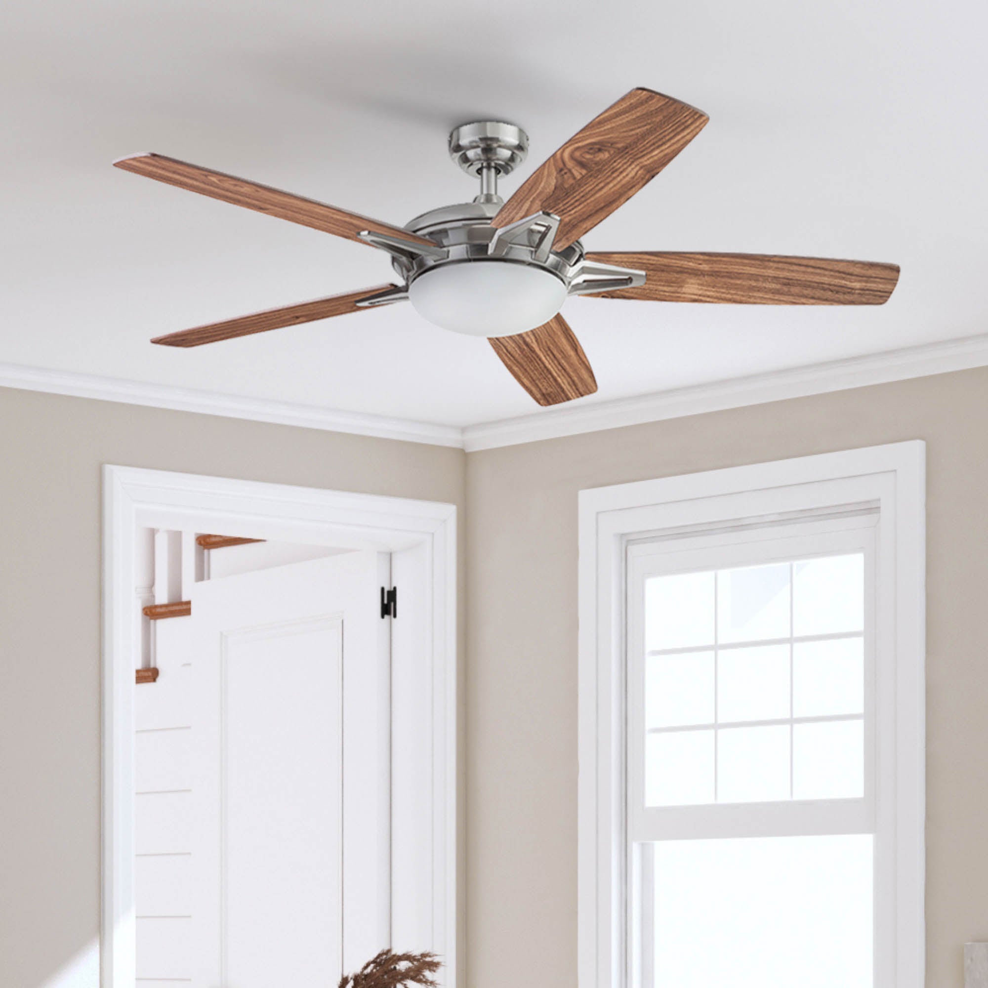 52 Inch Clancy Brushed Nickel Ceiling Fan with Remote Control - Perfect for Living Room, Bedroom, and Office Cooling & Air Circulation