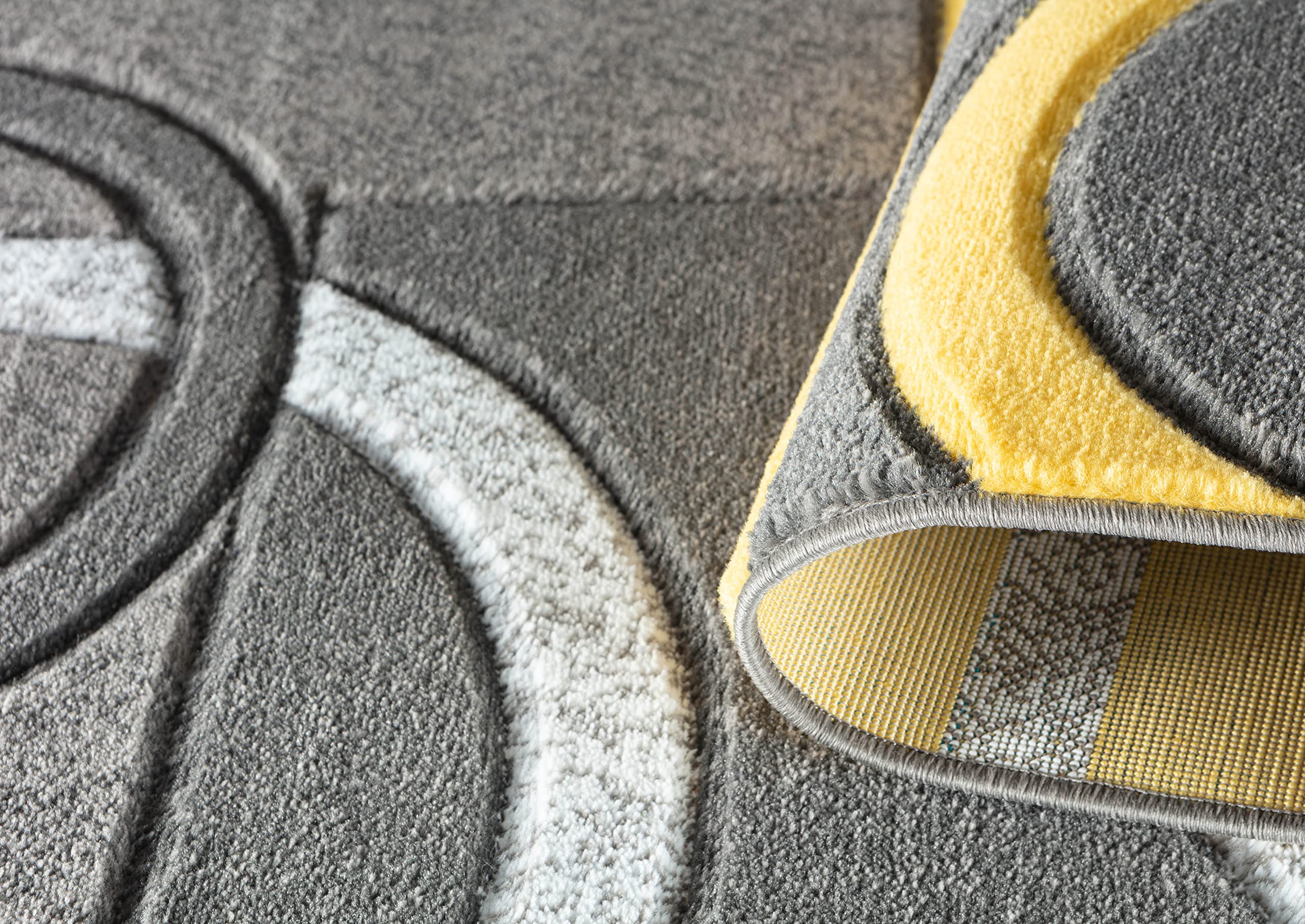 Premium Fluffy Hand Carved Modern Area Rug - Soft Contemporary Floor Carpet for Living Room, Dining Room & Bedroom - 4x6 Feet Yellow Indoor Decor - Perfect for Cozy Home, Apartment & Office Spaces