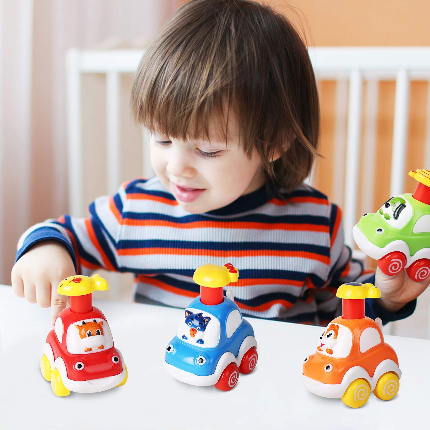 ALASOU Animal Car Toys for 1-2 Year Old Boys | Baby Toys 12-18 Months | Toddler Birthday Gifts for Boys & Girls | Easter Basket Stuffers | Safe & Durable Early Learning Toys for Infants | Perfect for Playtime, Travel & Sensory Development