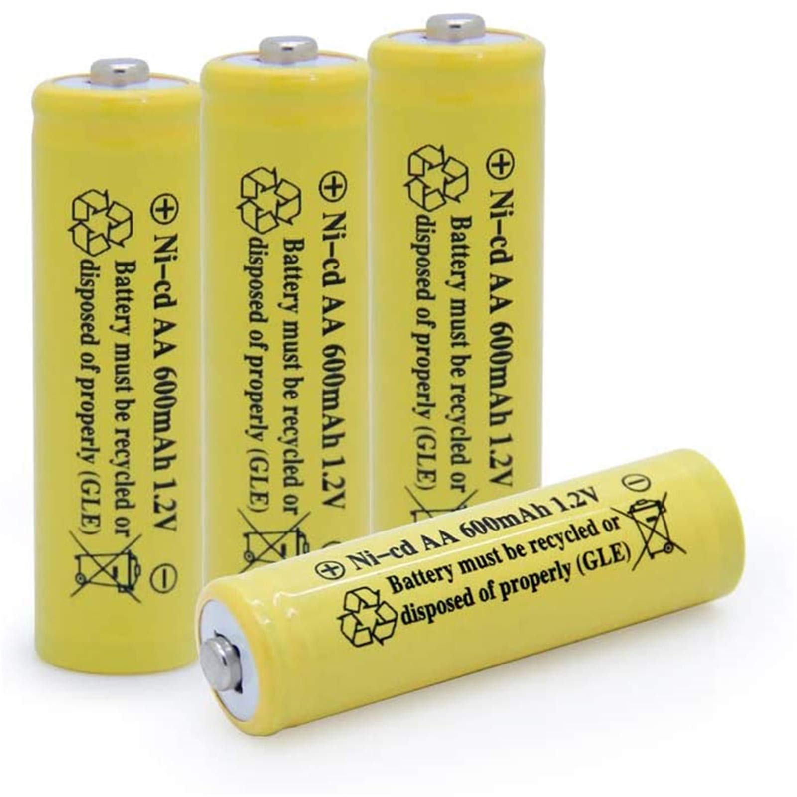 OXWINOU AA Ni-Cd 600mAh 1.2V Rechargeable Batteries (4-Pack, Yellow) - for Solar Lights, Garden Lights, Remote Controls, Computer Mice - Perfect for Outdoor & Home Use