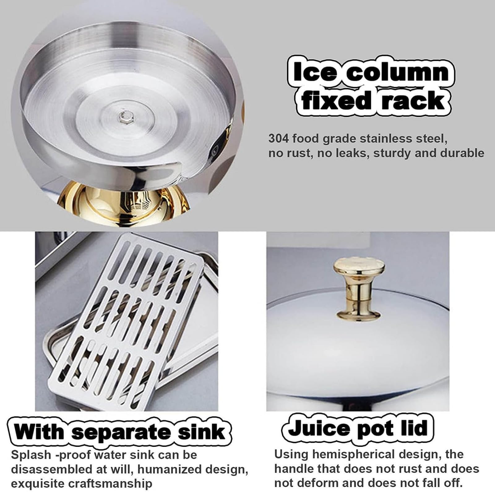 24L Stainless Steel Beverage Dispenser with Ice Core & Drip Trays - Self-Service Juice/Cocktail Dispenser, Water Tower for Parties, Events & Catering