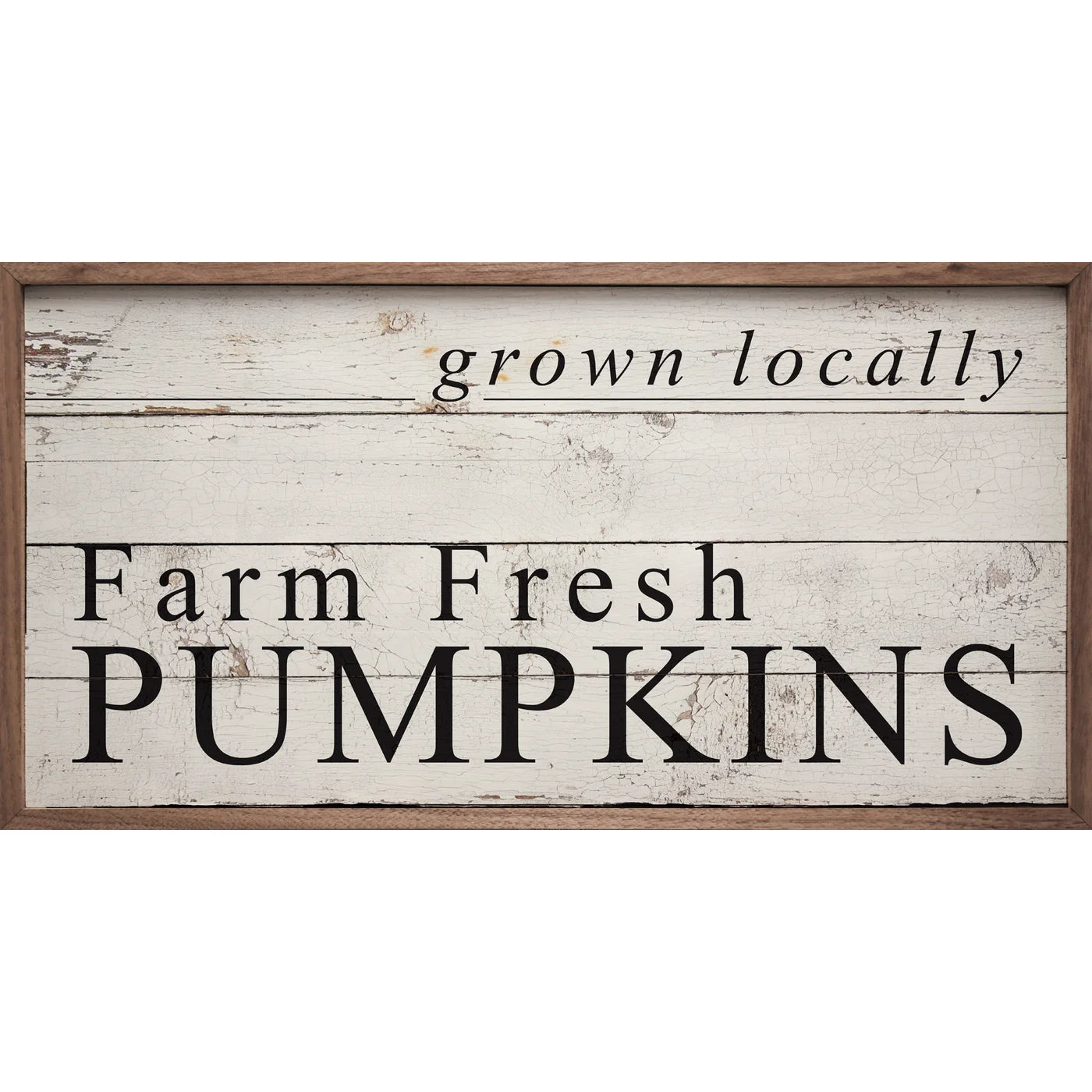 Grown Locally Pumpkins Wood Framed Print - Rustic Farmhouse Wall Art Decor for Fall, Thanksgiving & Autumn Home Decor