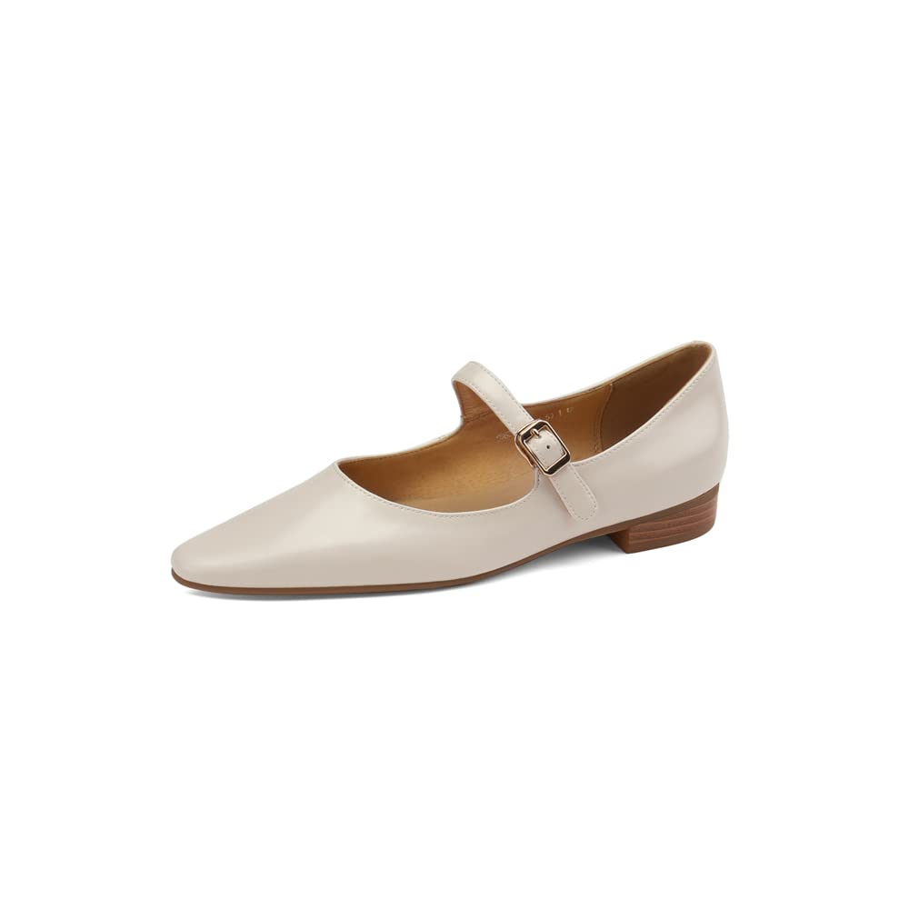 TinaCus Women's Genuine Leather Handmade Pointed Toe Flats Buckle Mary Janes - Cute Dress Shoes for Work, Party & Casual Outfits | Comfortable & Stylish Women's Fashion Footwear