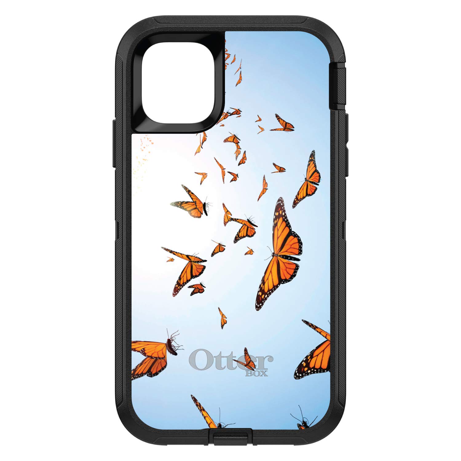 DistinctInk iPhone 13 Pro MAX Case (6.7 Inch) - Heavy Duty Protective Cover with Flying Monarch Butterflies Design - Shockproof Replacement for OtterBox Defender - Perfect for Outdoor Activities, Travel & Daily Use