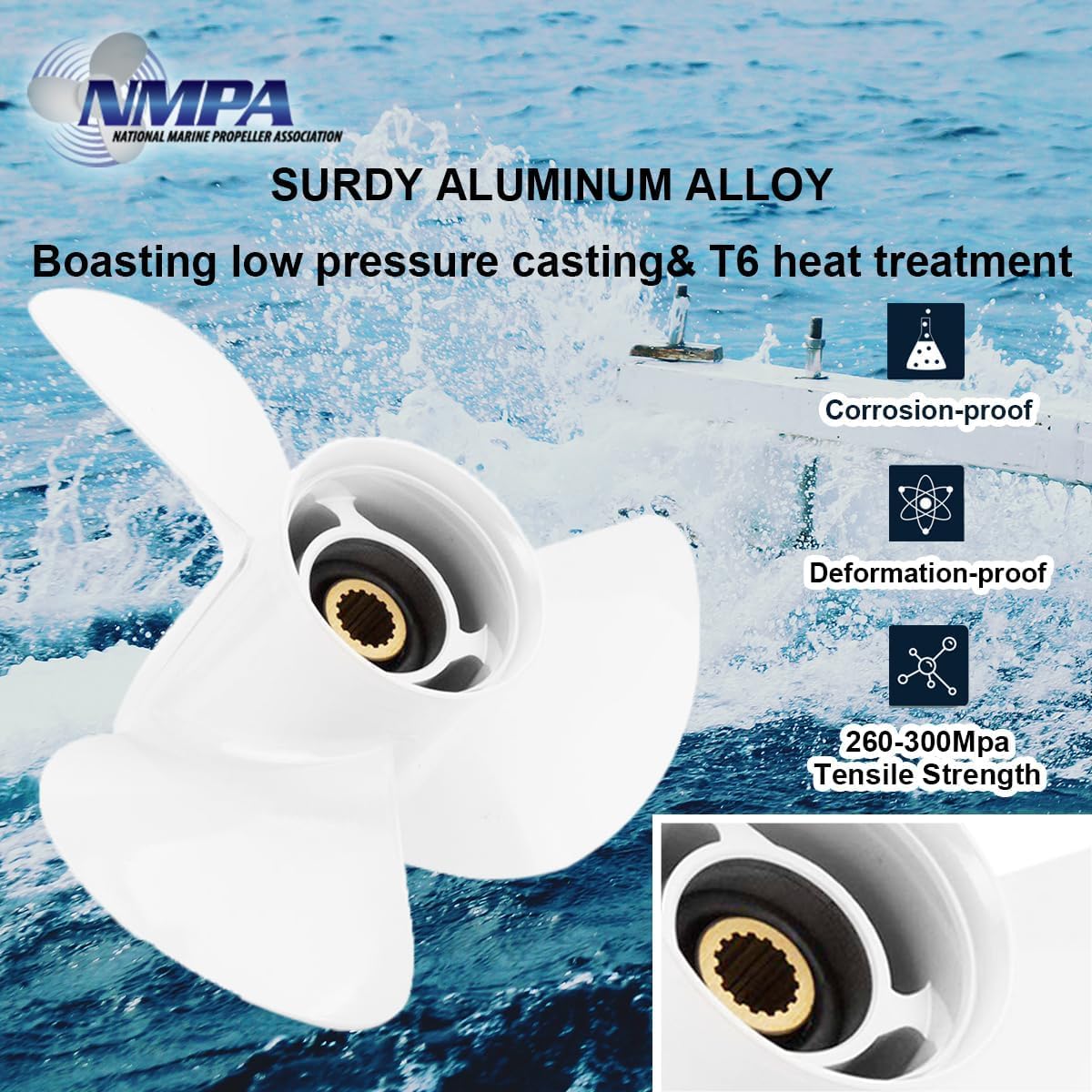 VIF Aluminum Boat Propeller for Yamaha 60HP-130HP Outboard Engines - 15 Tooth RH - High Performance Marine Replacement Part for Smooth Sailing & Fishing Adventures