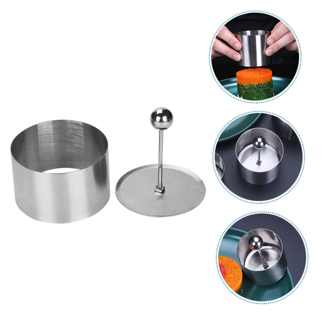Premium 304 Stainless Steel Rice Ball Maker - Round & Cylinder Sushi Mold for Onigiri, Cakes, and Baking | Adjustable Rice Shaper for Perfect Homemade Sushi, Rice Balls & Desserts | Ideal for Meal Prep, Bento Boxes & Japanese Cuisine