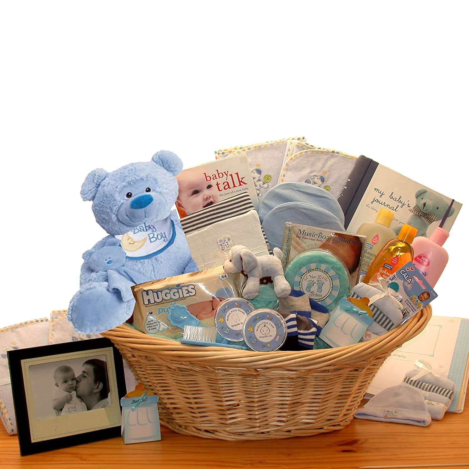 Ultimate Newborn Baby Boy Gift Basket - 30+ Essential Baby Items for New Parents | Perfect Welcome Home Gift for Baby Shower, Christening & First Birthday