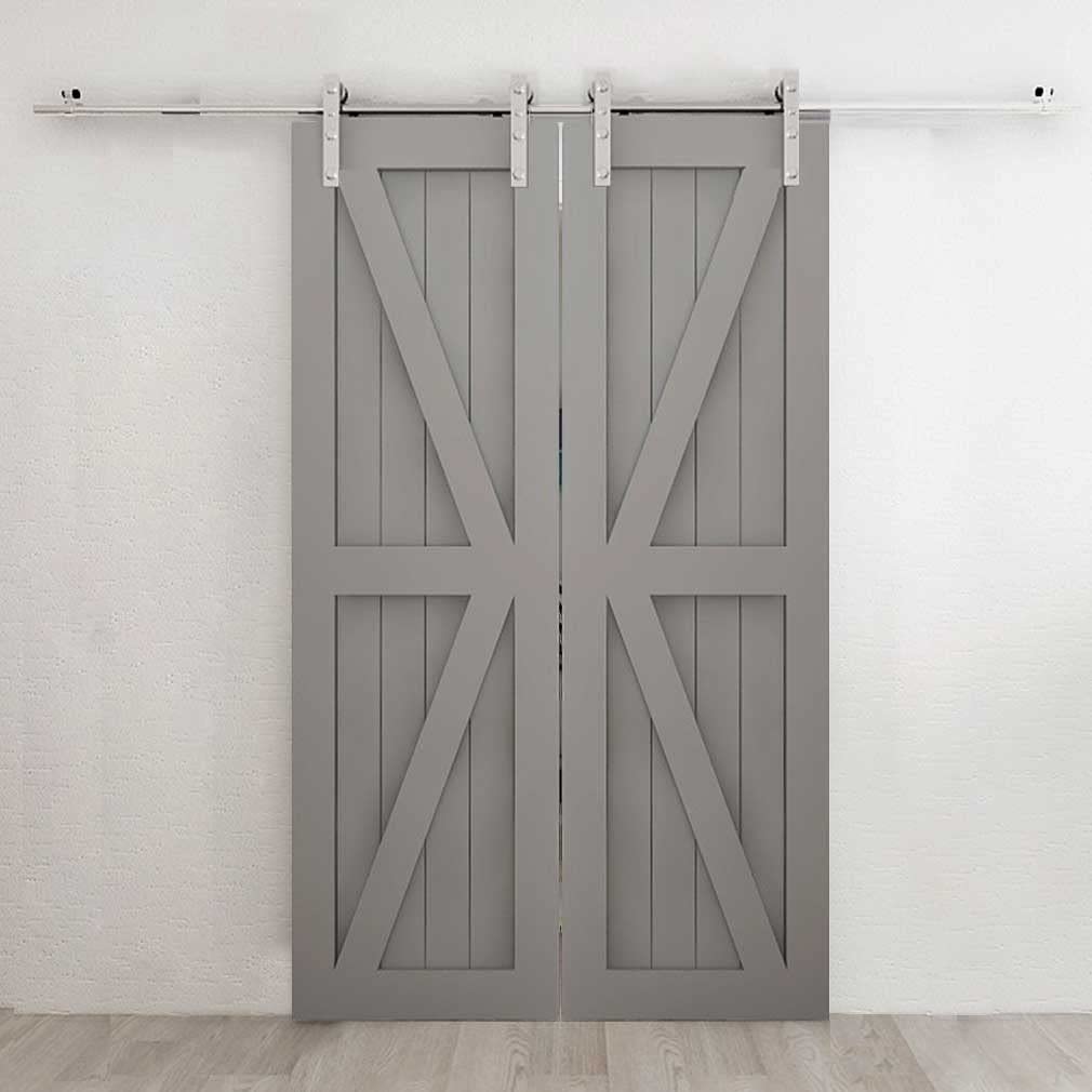 6FT Heavy Duty Stainless Steel Sliding Door Hardware Kit - Smooth Wooden Barn Door Track System for 18