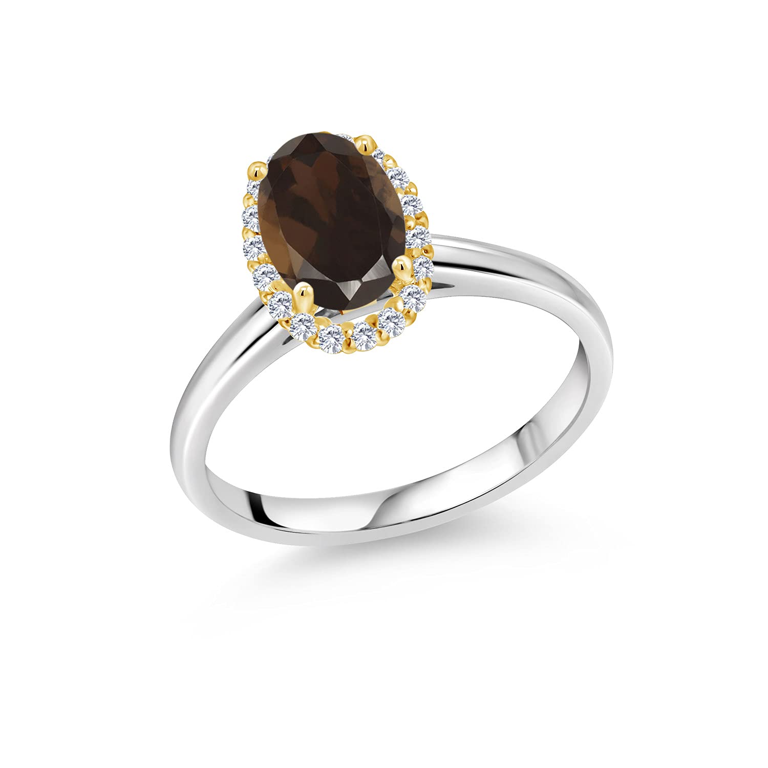 1.34 Ct Oval Brown Smoky Quartz & Lab-Grown Diamond Ring in 925 Sterling Silver | Elegant Jewelry for Women, Wedding, Engagement & Everyday Wear