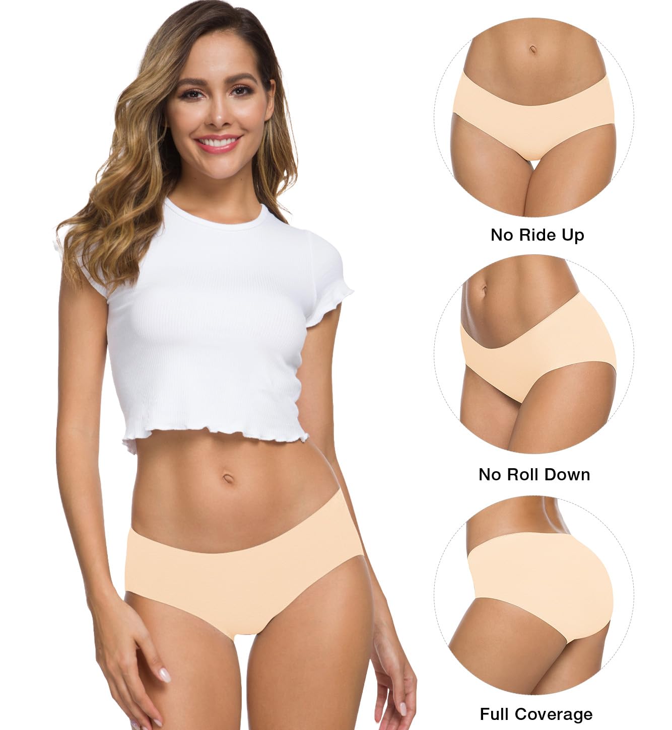 Altheanray Women's Cotton Underwear 6 Pack - Seamless Hipster Bikini Briefs - Soft Breathable Panties for Everyday Comfort | Perfect for Work, Yoga & Lounge Wear