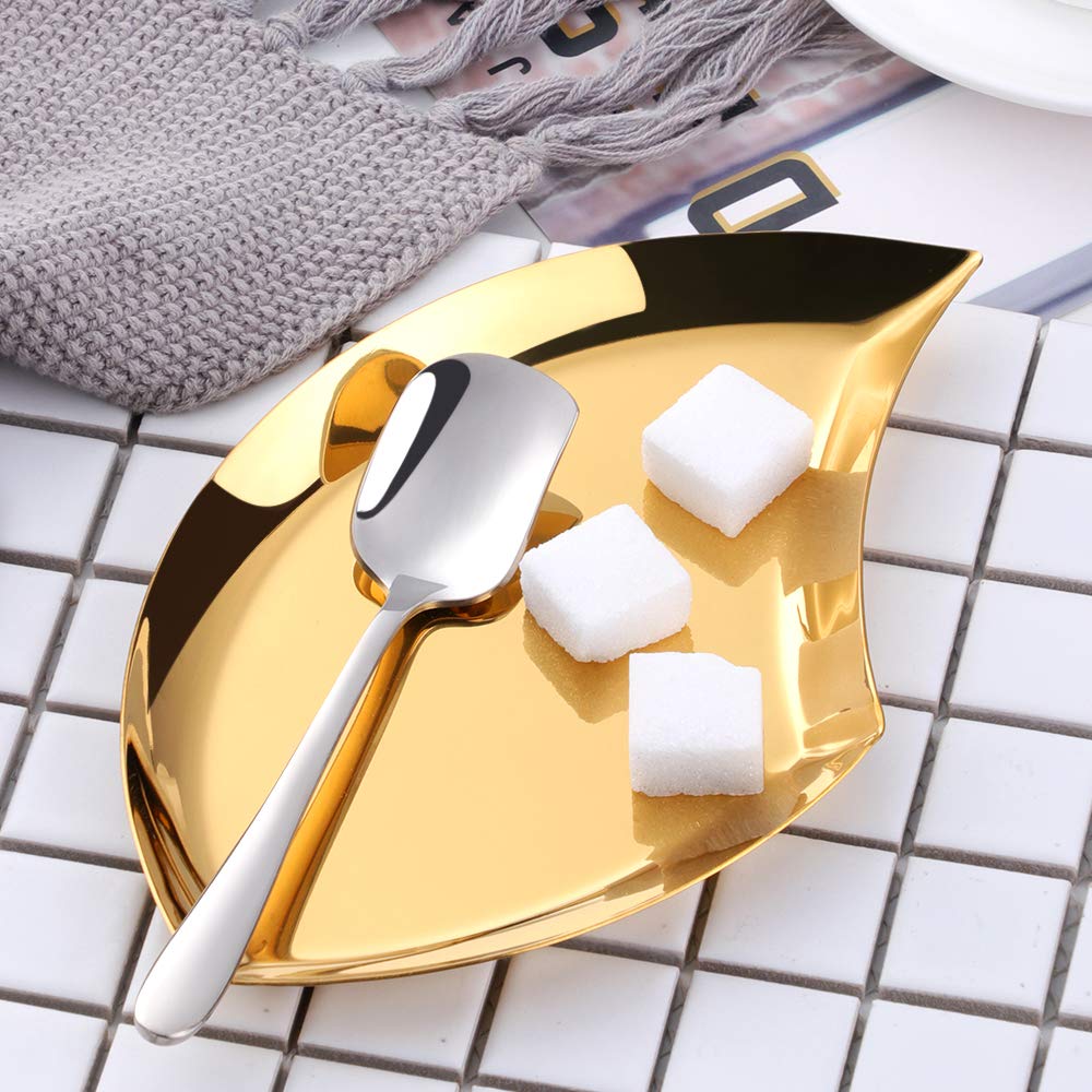 Stainless Steel Party Plates Set of 5 - 7.09 Inch Elegant Gold Fruit & Dessert Plates for Birthday, Wedding, Baby Shower & Holiday Gatherings - Perfect Gift Idea for Home & Kitchen