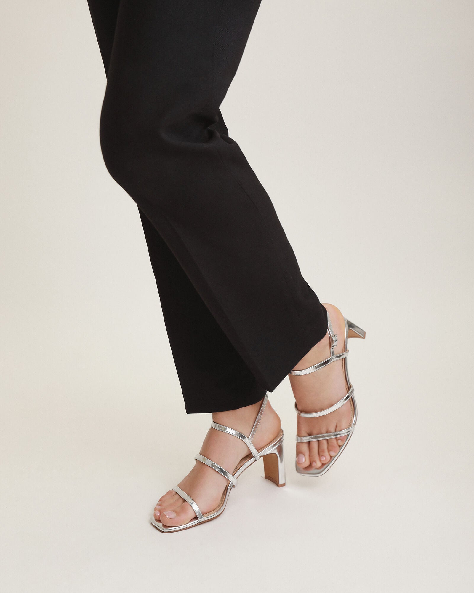 NIX Women's Mid Heel Sandals - Silver Patent Leather Strappy Dress Shoes for Weddings, Parties & Evening Events