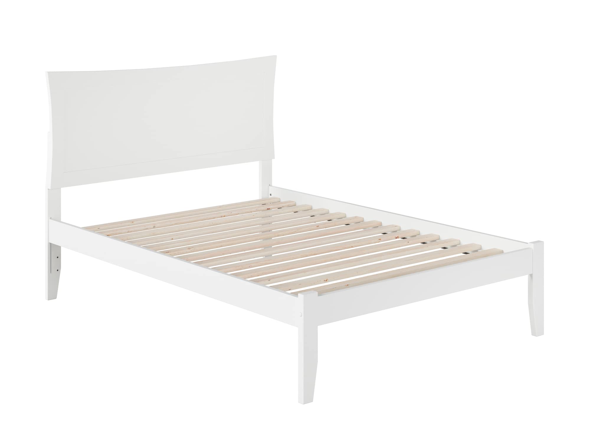 AFI Metro Full Size Platform Bed with USB Charging Station - Modern White Wooden Bed Frame for Bedroom, Living Room, or Guest Room