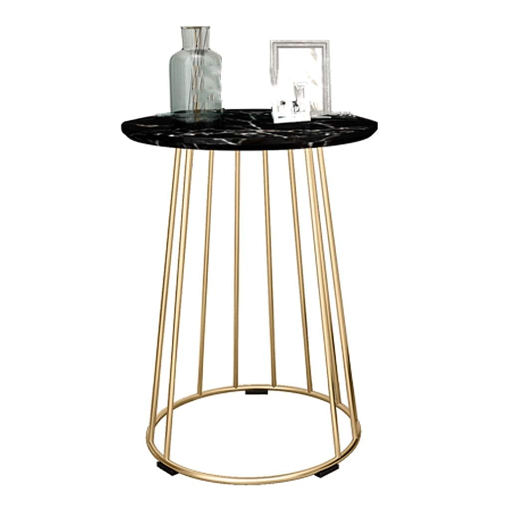 Stylish Round Wrought Iron Coffee Table - Strong & Durable Small Side Table for Living Room, Bedroom, Balcony (Black) | Perfect for Sofa Accent, Bedside Nightstand & Leisure Spaces