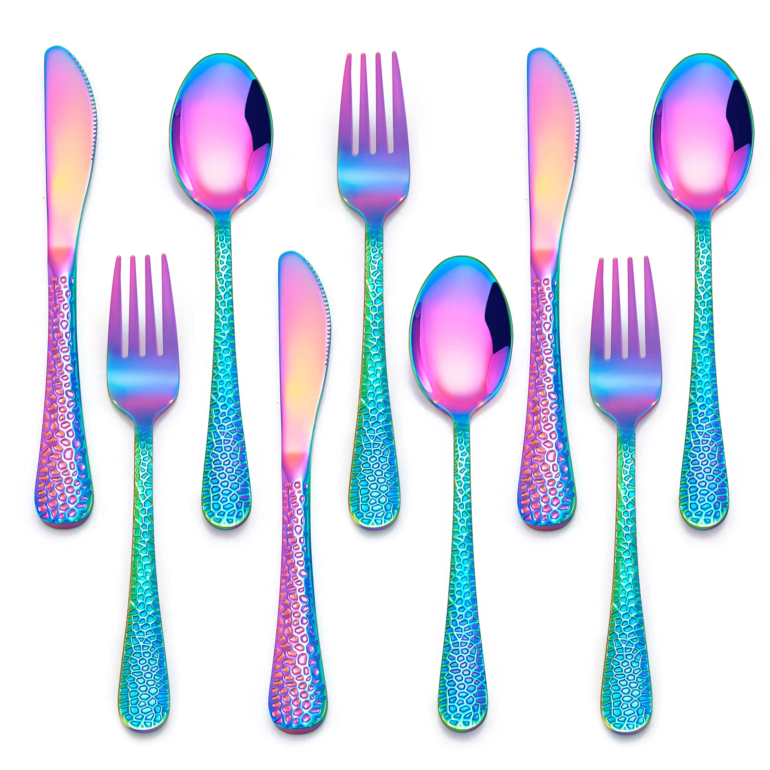 HaWare 9-Piece Stainless Steel Toddler Silverware Set - Kids Flatware with 3 Spoons, 3 Forks & 3 Knives - Hammered Mirror Finish Utensils for Preschoolers - Durable Children's Cutlery for Home, School & Restaurant Use