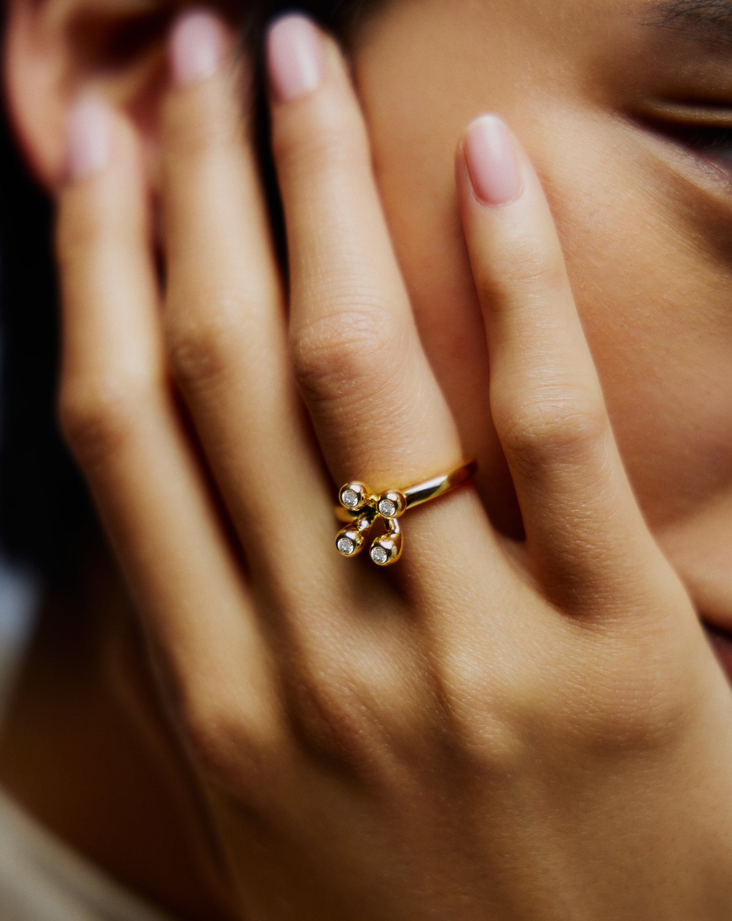 18k Gold Vermeil Atom Ring for Women - Minimalist Stackable Jewelry for Everyday Wear & Special Occasions