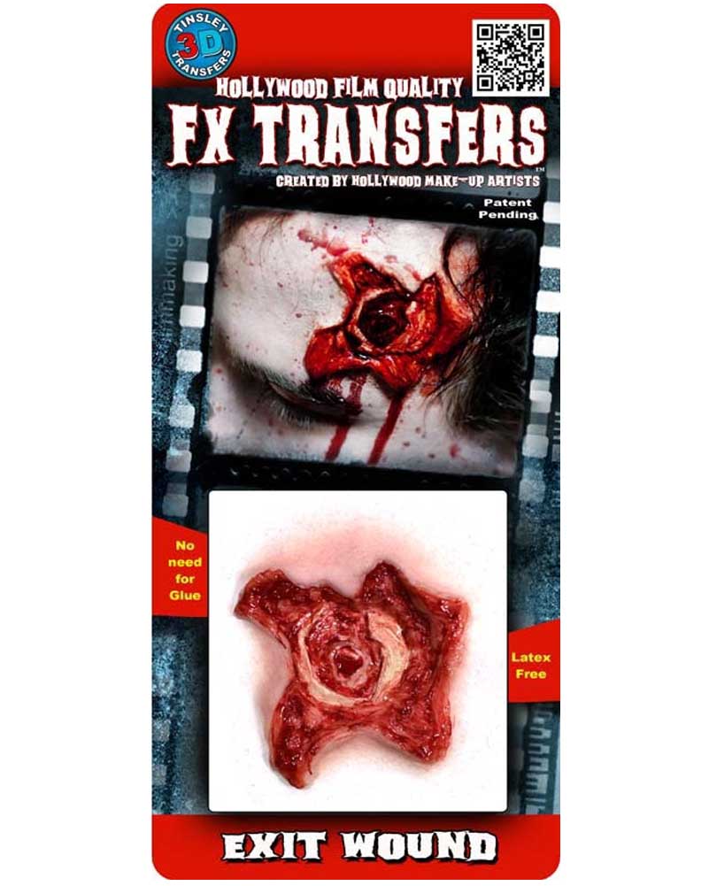 3D FX Transfers Bullet Exit Wound - Realistic Special Effects Makeup for Halloween, Cosplay, and Movie Props - Perfect for Horror Costumes and Theatrical Productions