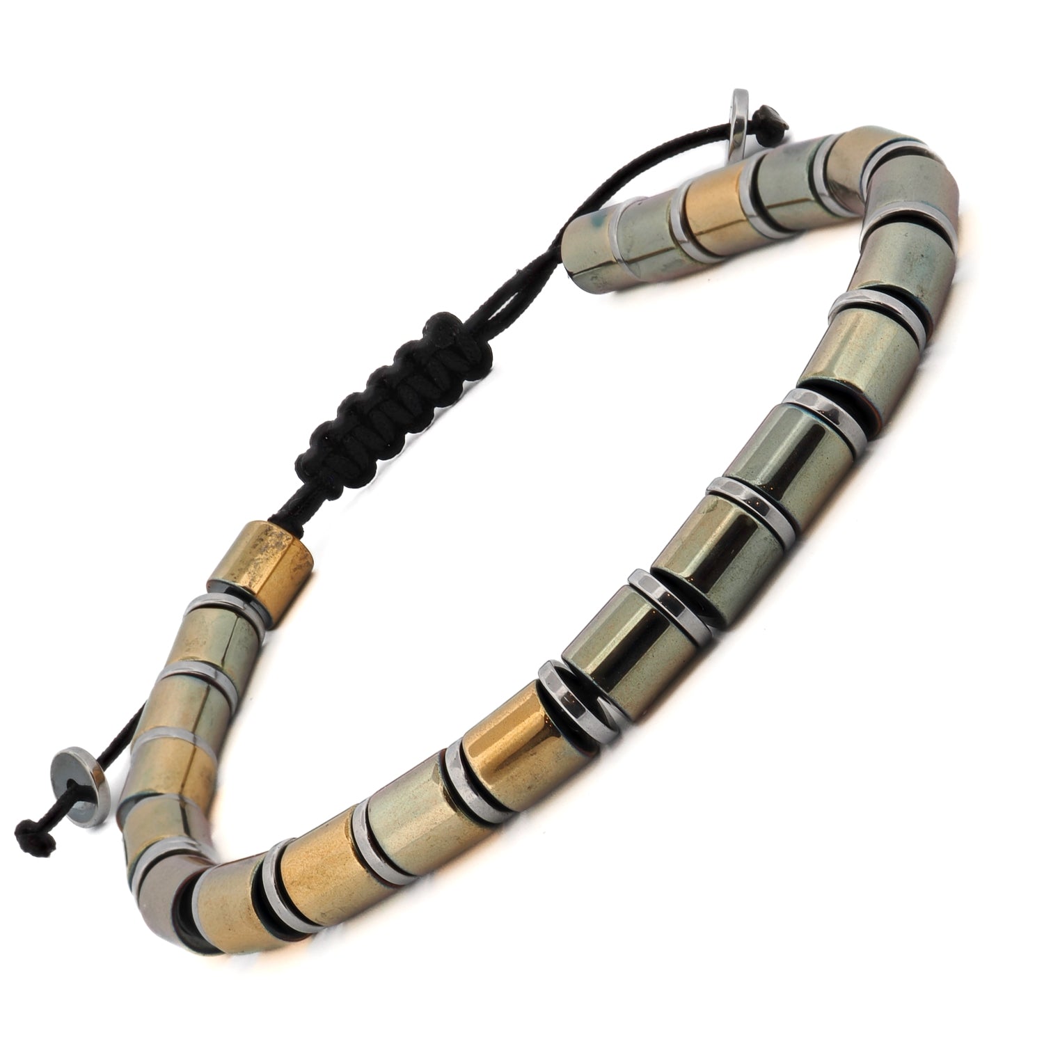 Positive Energy Hematite Stone Beaded Woven Bracelet for Women - Healing Crystal Jewelry for Stress Relief & Chakra Balancing - Perfect for Meditation, Yoga & Spiritual Gifts