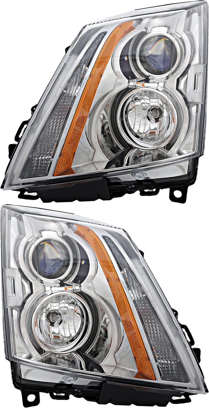 2008-2014 Cadillac CTS Sedan & 2011-2015 Coupe Replacement Headlight Assembly Kit - Halogen Headlamp Set for Driver & Passenger Side - Perfect for Night Driving and Vehicle Restoration Projects