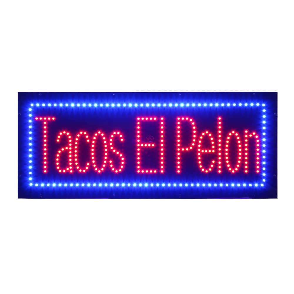 Super Bright LED Taco Sign for Restaurants & Shops - Energy Efficient Electric Advertising Display Light for Mexican Food Business Decor - Perfect for Storefronts, Windows & Outdoor Use (HSN-1)
