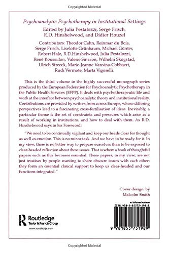 Psychoanalytic Psychotherapy in Institutional Settings - EFPP Clinical Monograph Series | Professional Mental Health Resources for Therapists & Counselors