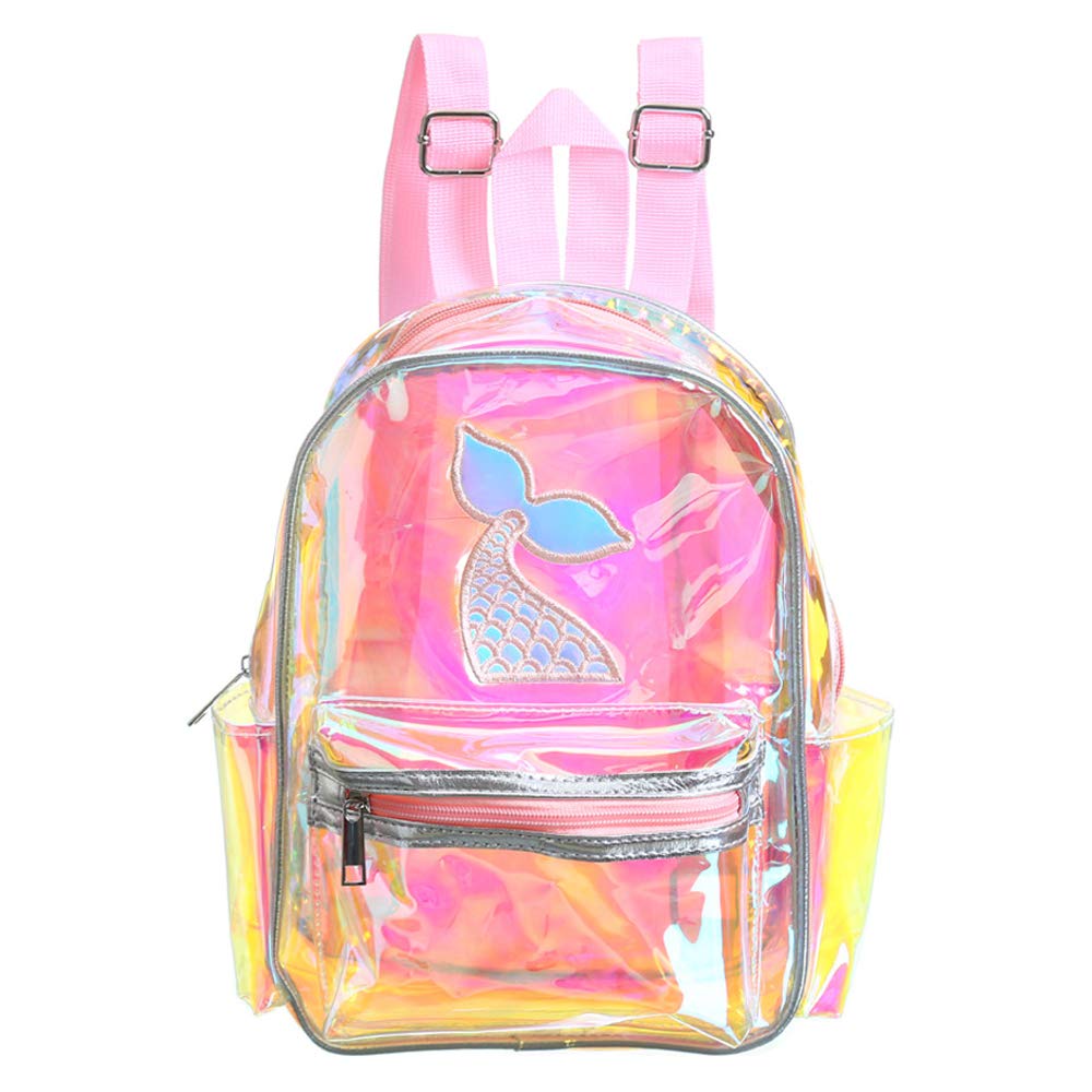 Transparent Laser Mermaid Clear Backpack - Stylish Shoulder Bag for Girls, Women | Waterproof Daypack for School, Travel, Beach & Outdoor Activities | Trendy Casual Backpack for Daily Use