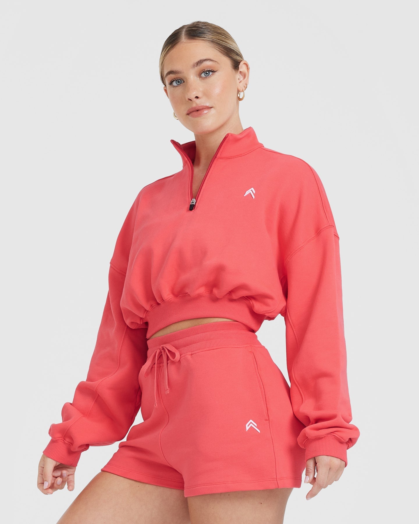 Lightweight 1/4 Zip Crop Sweatshirt for Women - Comfortable All-Day Wear in Sweet Red | Perfect for Yoga, Running & Casual Outfits