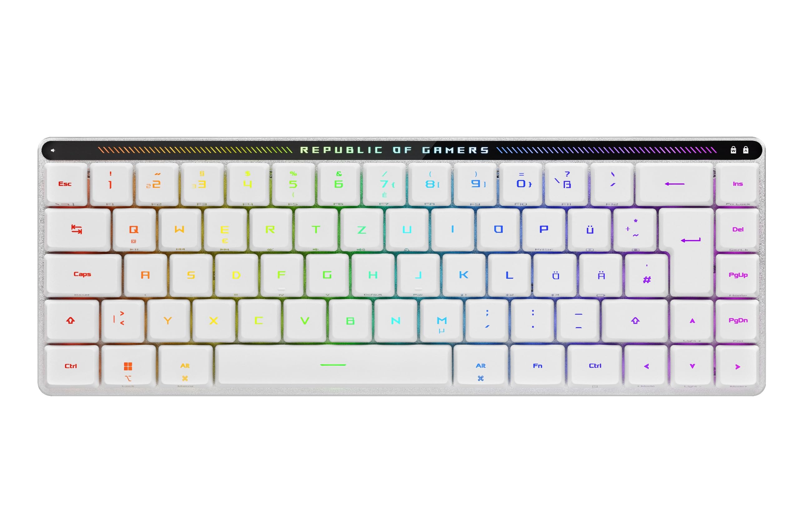 ASUS ROG Falchion RX Low Profile 65% Wireless Gaming Keyboard (Optical ROG RX Low-Profile Switches, Bluetooth, 2.4GHz RF, USB Wired, QWERTZ Layout, White) - Perfect for Competitive Gaming, Office Work & MacOS Compatibility