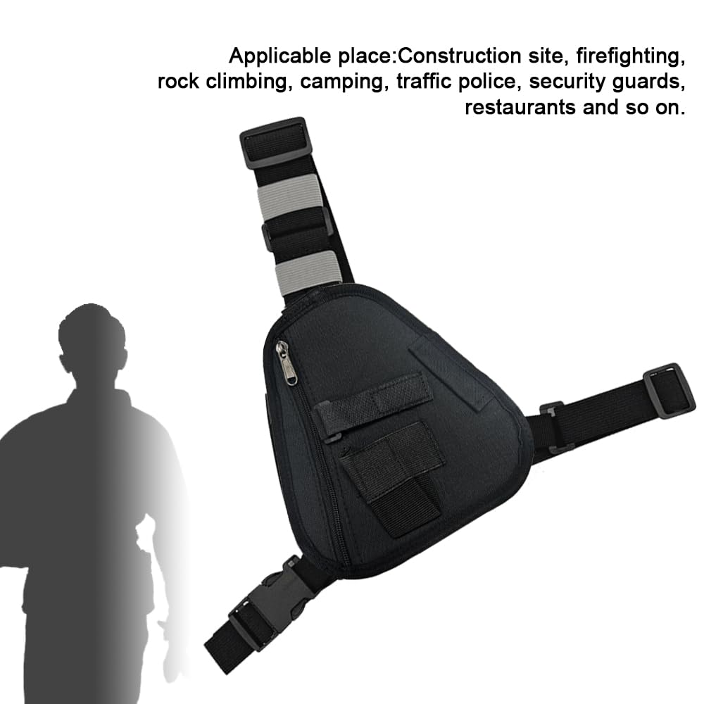 Universal Radio Chest Harness - Adjustable Shoulder Strap Walkie Talkie Pouch for Baofeng UV5R, Motorola EP450, Retevis - Tactical Radio Holster for Outdoor, Hiking, Construction & Security Use