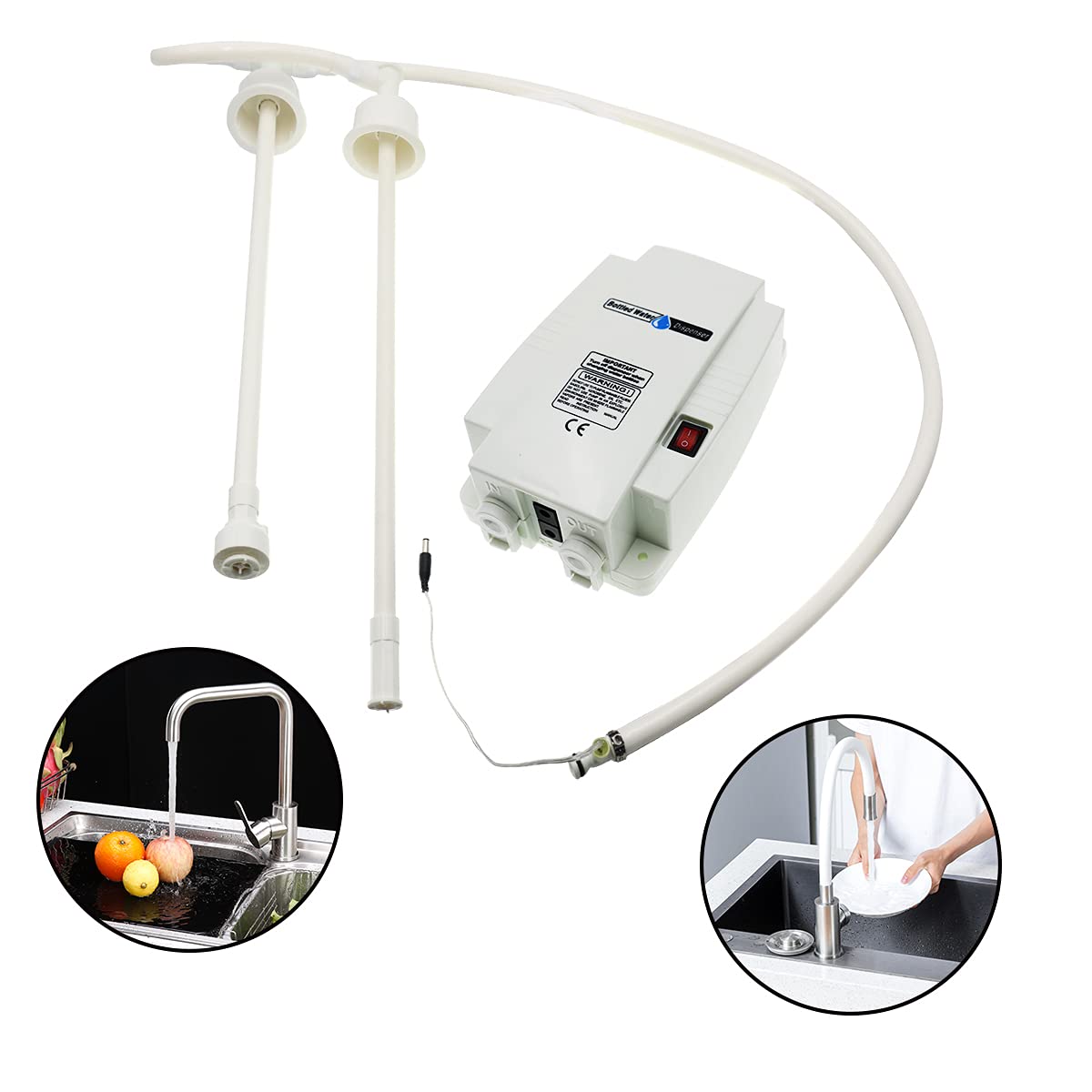 25W Electric Bottled Water Pump System - 2.5L Flow Rate, Double-Tube Design for 5 Gallon Bottles | Perfect for Coffee Makers, Refrigerators, Ice Makers & Faucets | Home, Office & RV Water Dispensing Solution