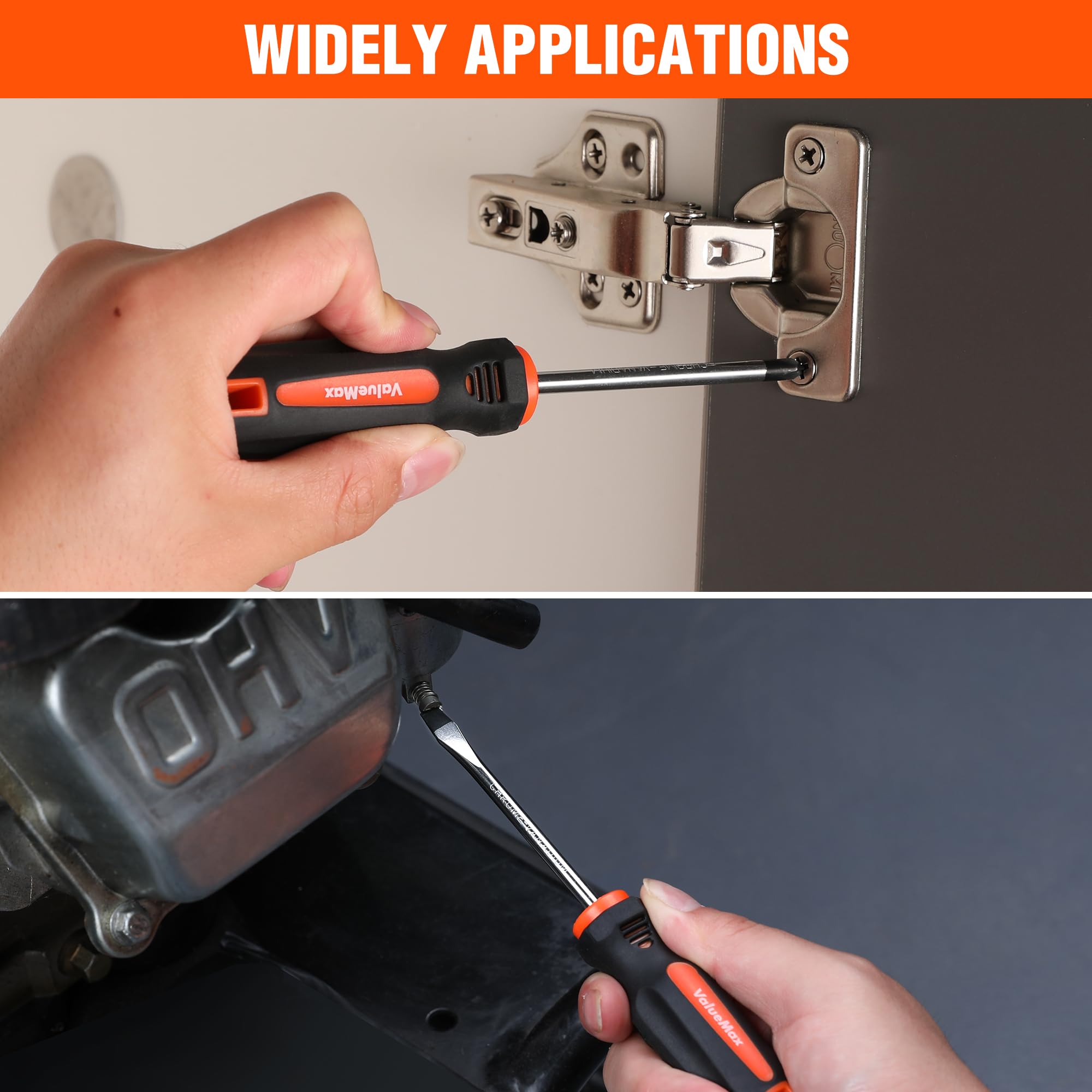 ValueMax 6-Piece Magnetic Screwdriver Set - 3 Phillips & 3 Flat Head Screwdrivers with Non-Slip Grip - Perfect for Home Repairs, Electronics, Furniture Assembly & DIY Projects