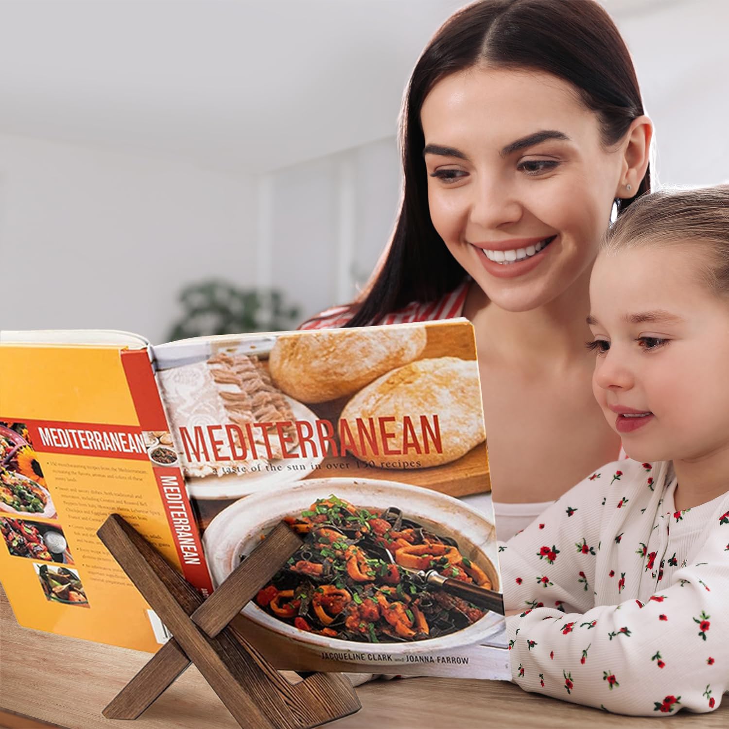 **Wooden Cookbook Stand for Kitchen - 3-Pack Recipe Book Holder for Countertops, Rustic Country-Style Cooking Accessory | Perfect for Baking, Meal Prep & Reading Recipes**
