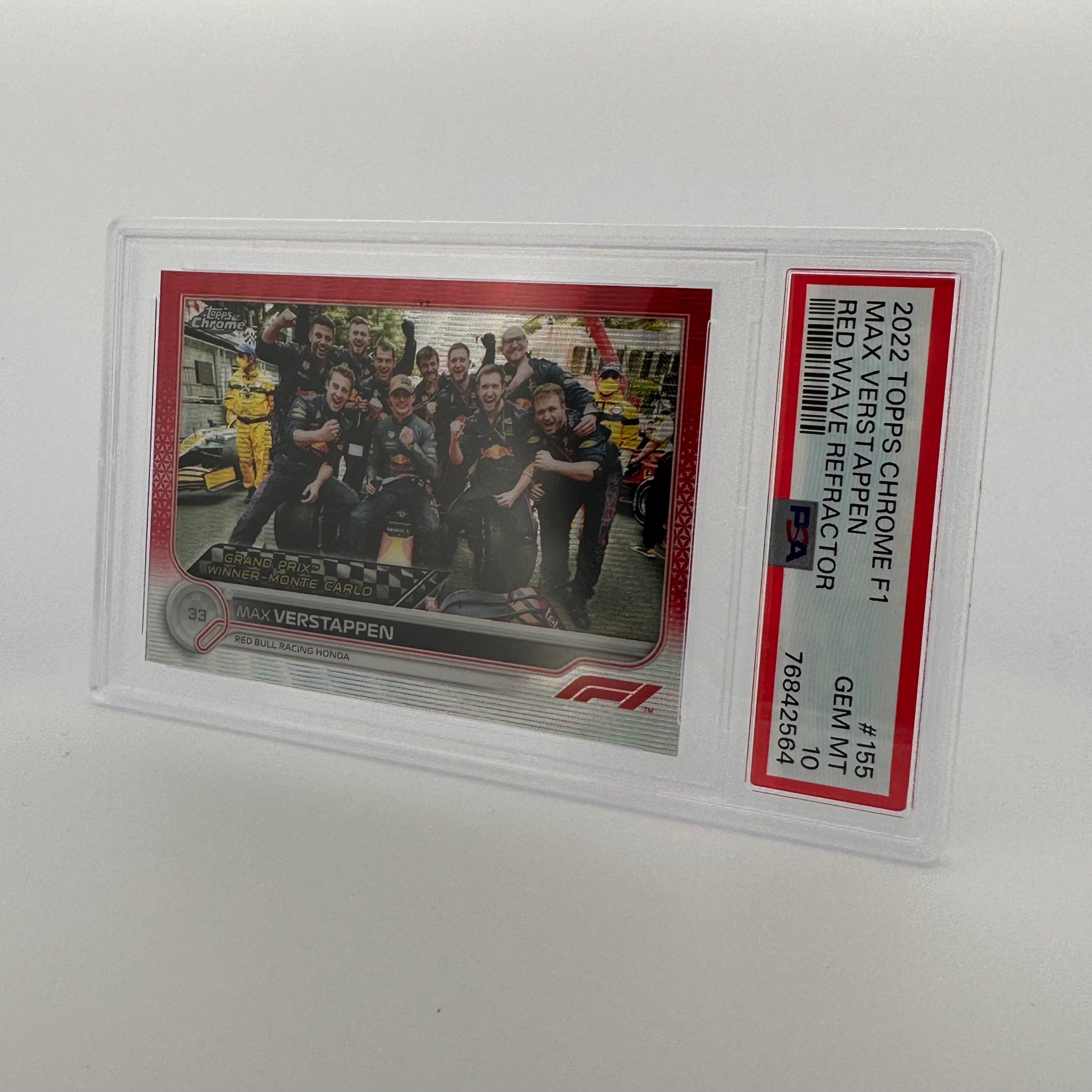 PSA 10 2021 Topps Chrome Formula 1 Max Verstappen #155 Red Wave Refractor - Rare F1 Racing Card for Collectors & Fans, Perfect for Display & Investment
