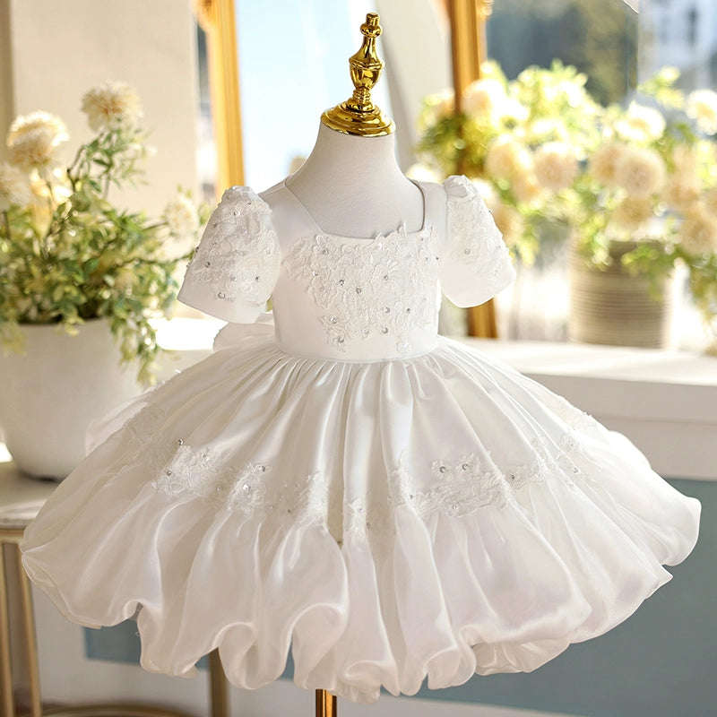 Girls White Birthday Princess Dress - Flower Girl Wedding Gown for Special Occasions | Perfect for Birthday Parties, Weddings & Pageants