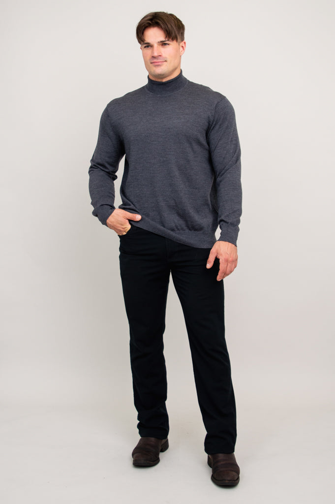 Premium Eric Sweater for Men - 100% Merino Wool, Charcoal Grey - Warm & Comfortable Winter Pullover for Outdoor Activities & Casual Wear