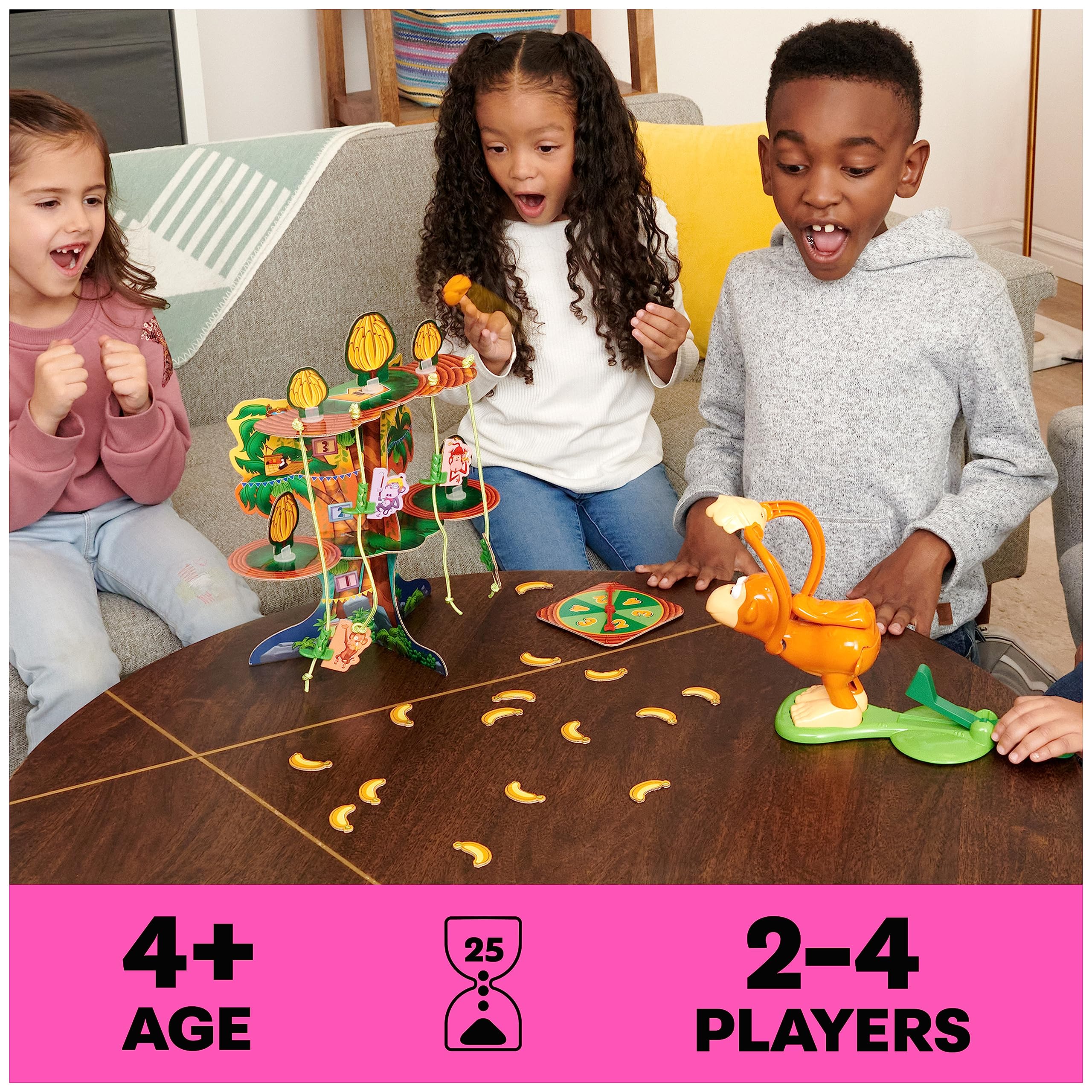 Spin Master Monkey See Monkey Poo Kids Board Game - Interactive Family Game with Banana-Scented Squishy Dough, Fun Sensory Toy for 2-4 Players Ages 4+ - Perfect for Birthday Parties & Family Game Nights