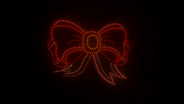 400 Drones Christmas Light Show - Stunning Animated Bow Display for Holiday Events & Outdoor Decorations