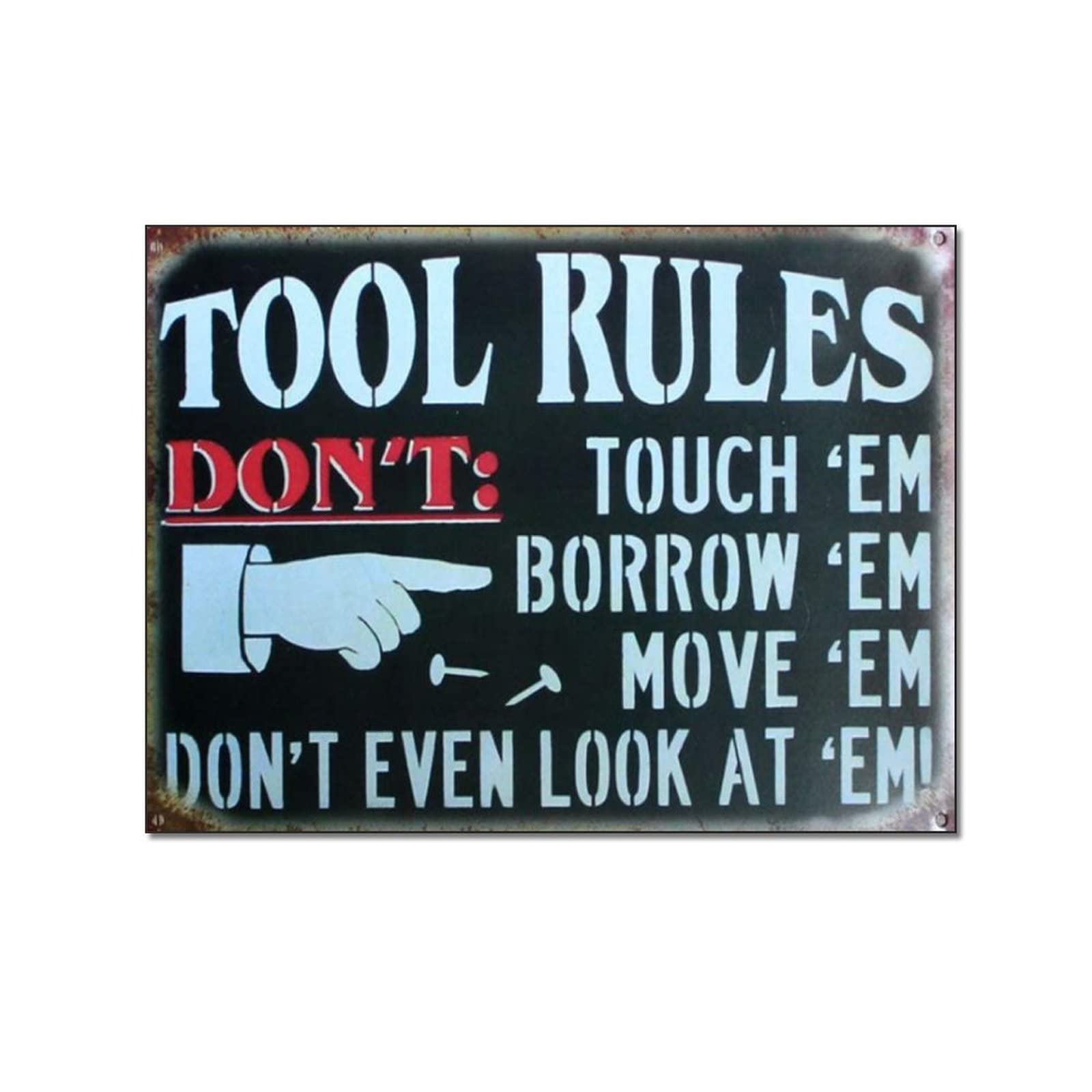 Vintage Garage Tool Rules Poster - Retro Wall Art Canvas Print for Bedroom, Home Office & Man Cave Decor - Unique Gift Idea for Mechanics & DIY Enthusiasts (20x26 inches / 51x66 cm) - Perfect for Workshop, Garage, or Industrial Style Home Decor